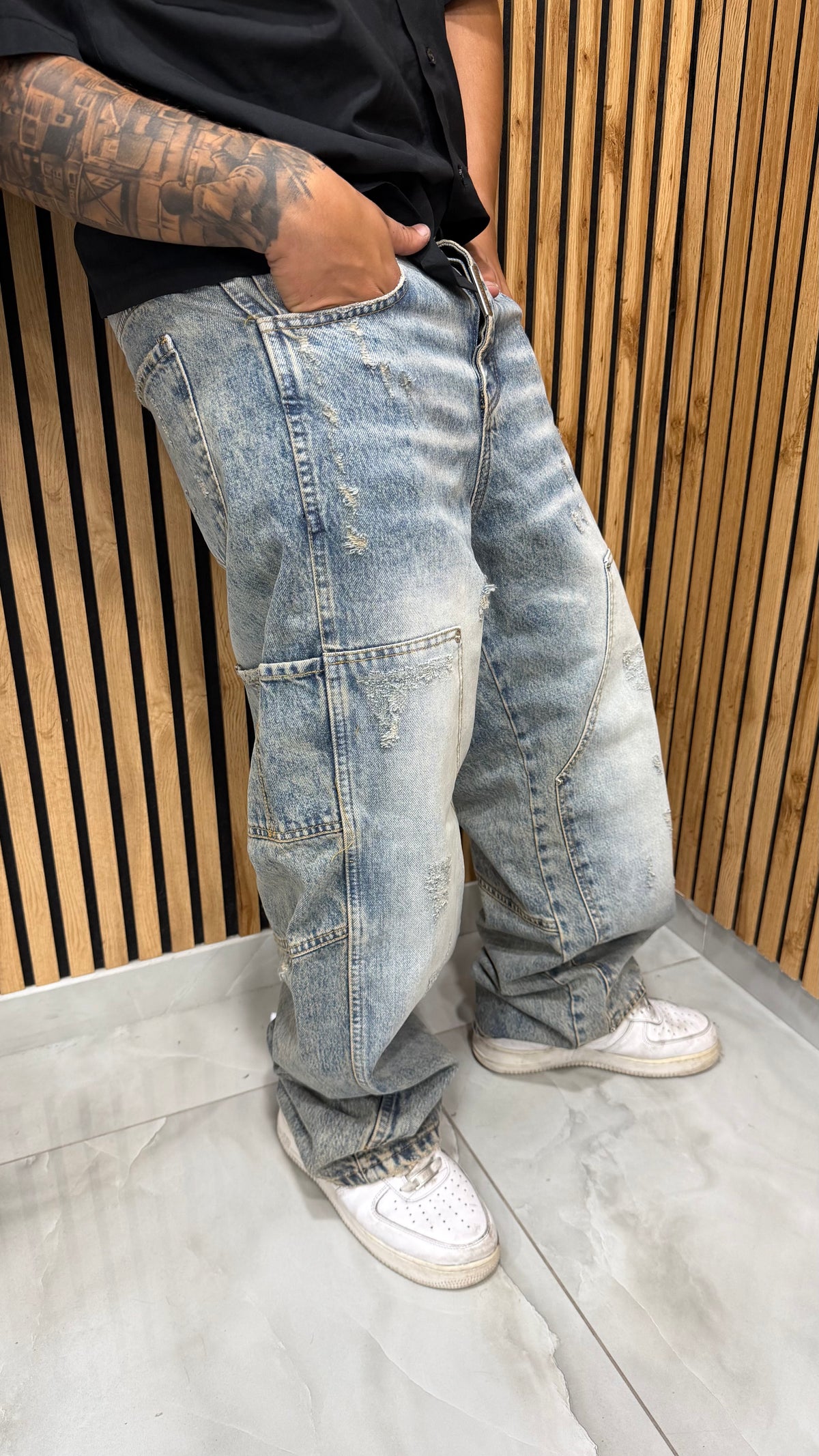 Jeans Uomo Super Baggy Carpenter Savana Cianotic