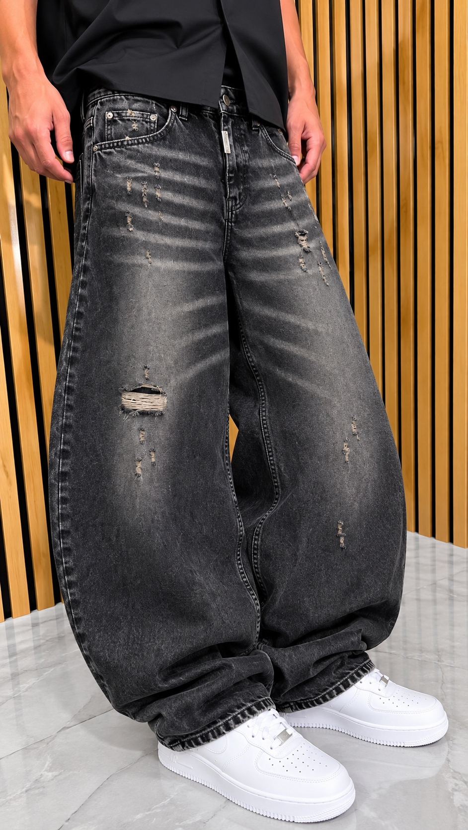 Jeans Uomo Balloon 01 Black Sabbiato Cianotic