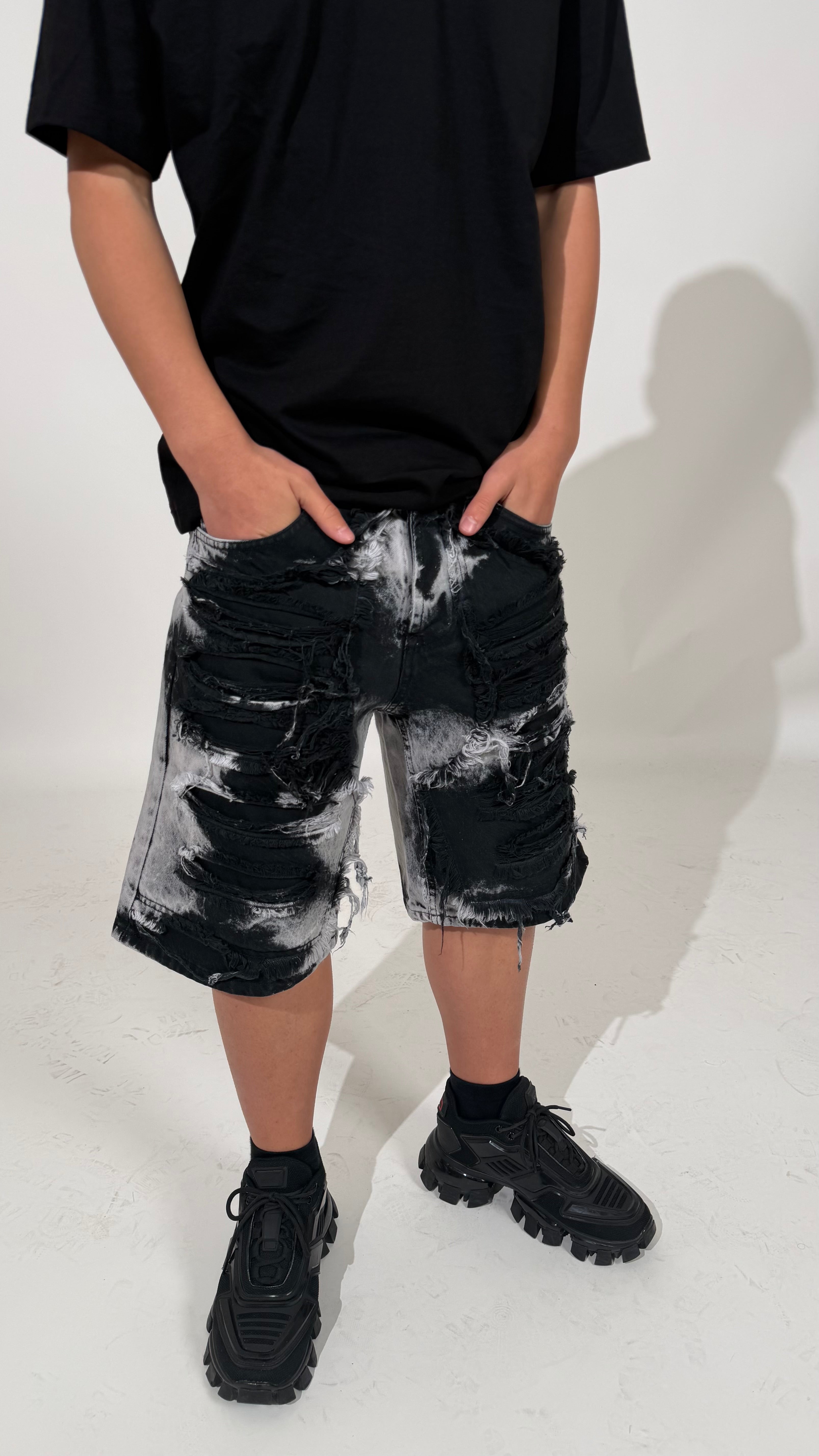 Jeans Shorts Ripped Black