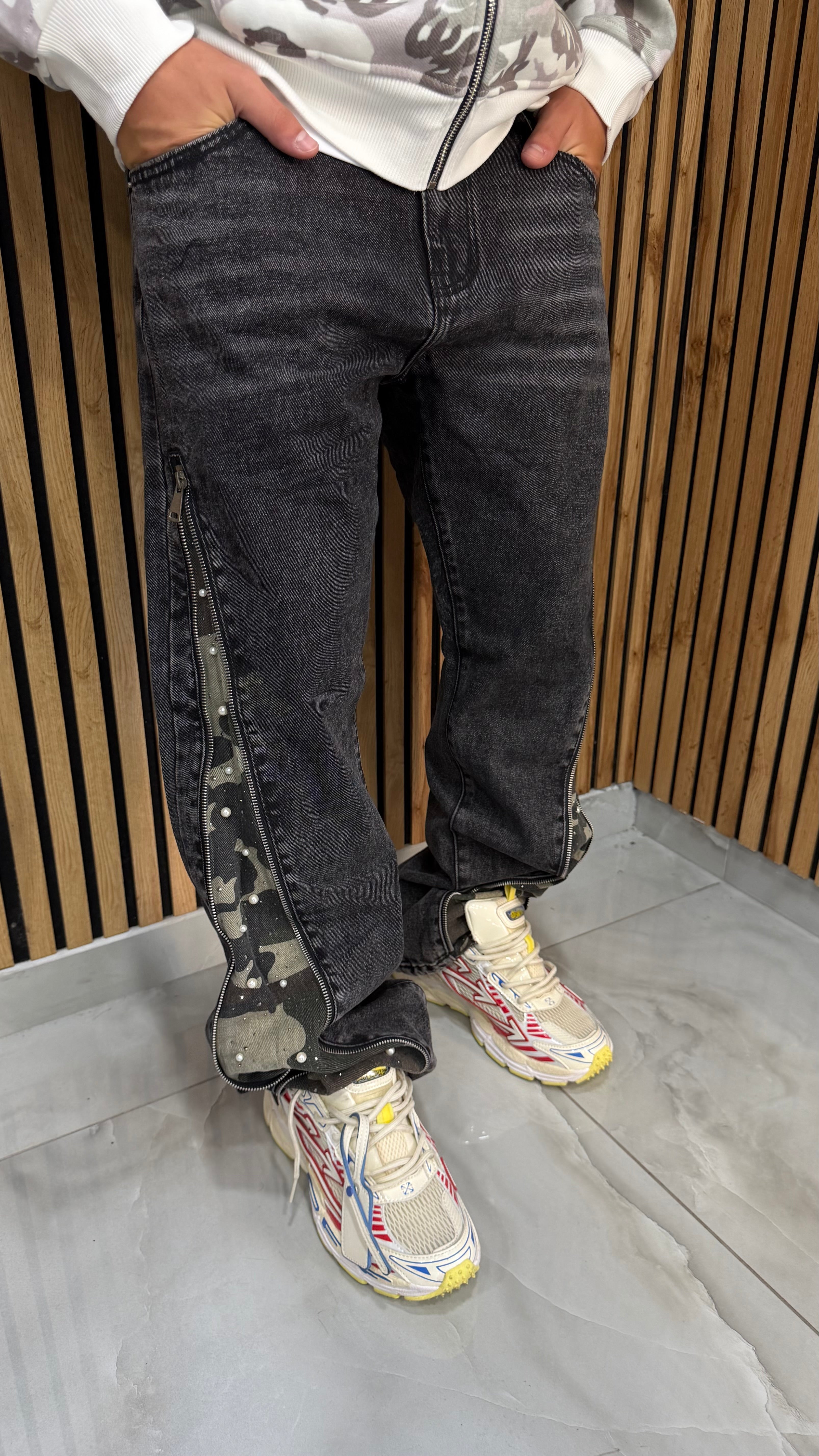 Jeans Uomo Zip Flare “Army”