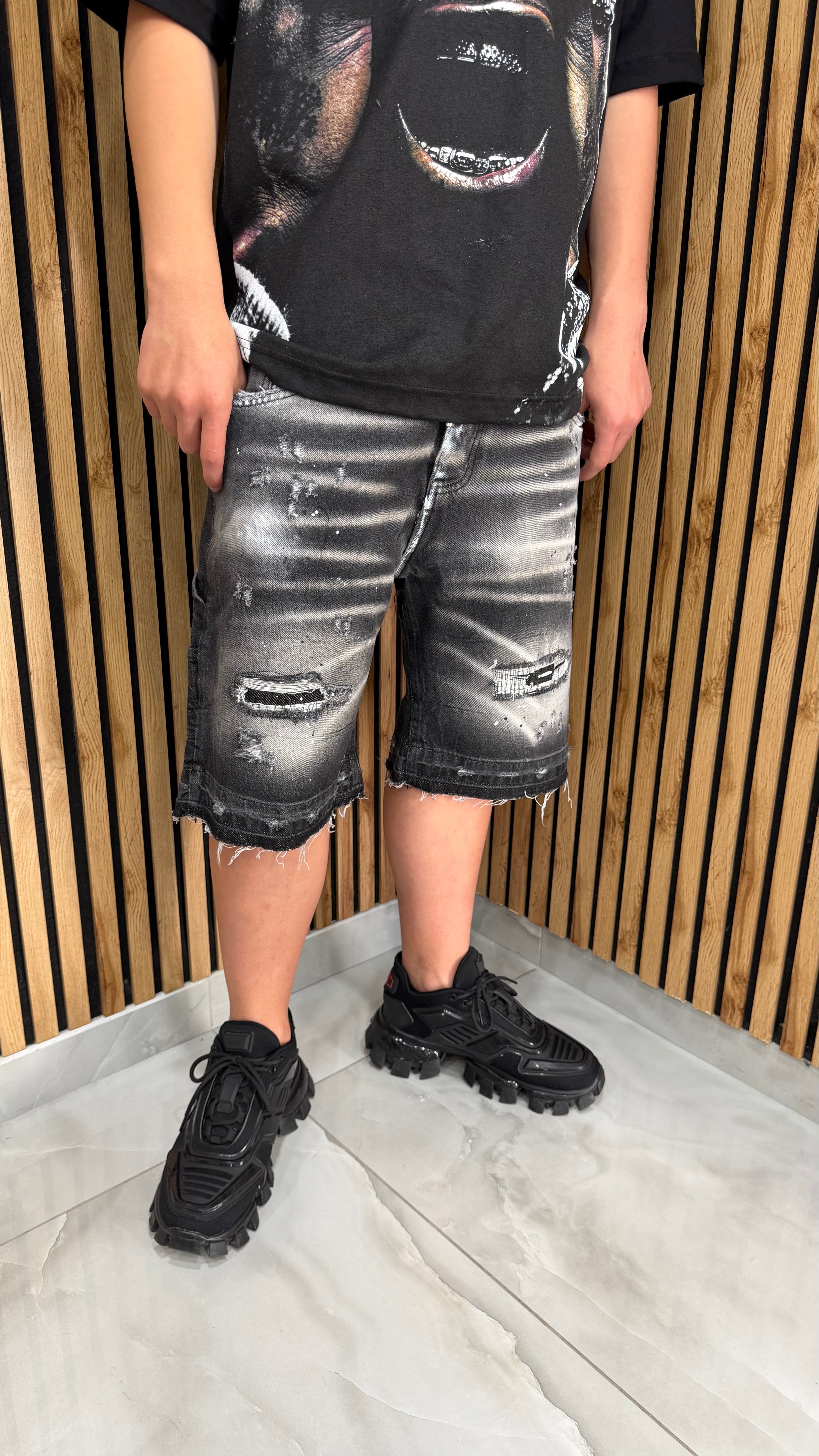 Jeans Short Carpenter Hammer Wash Black Cianotic