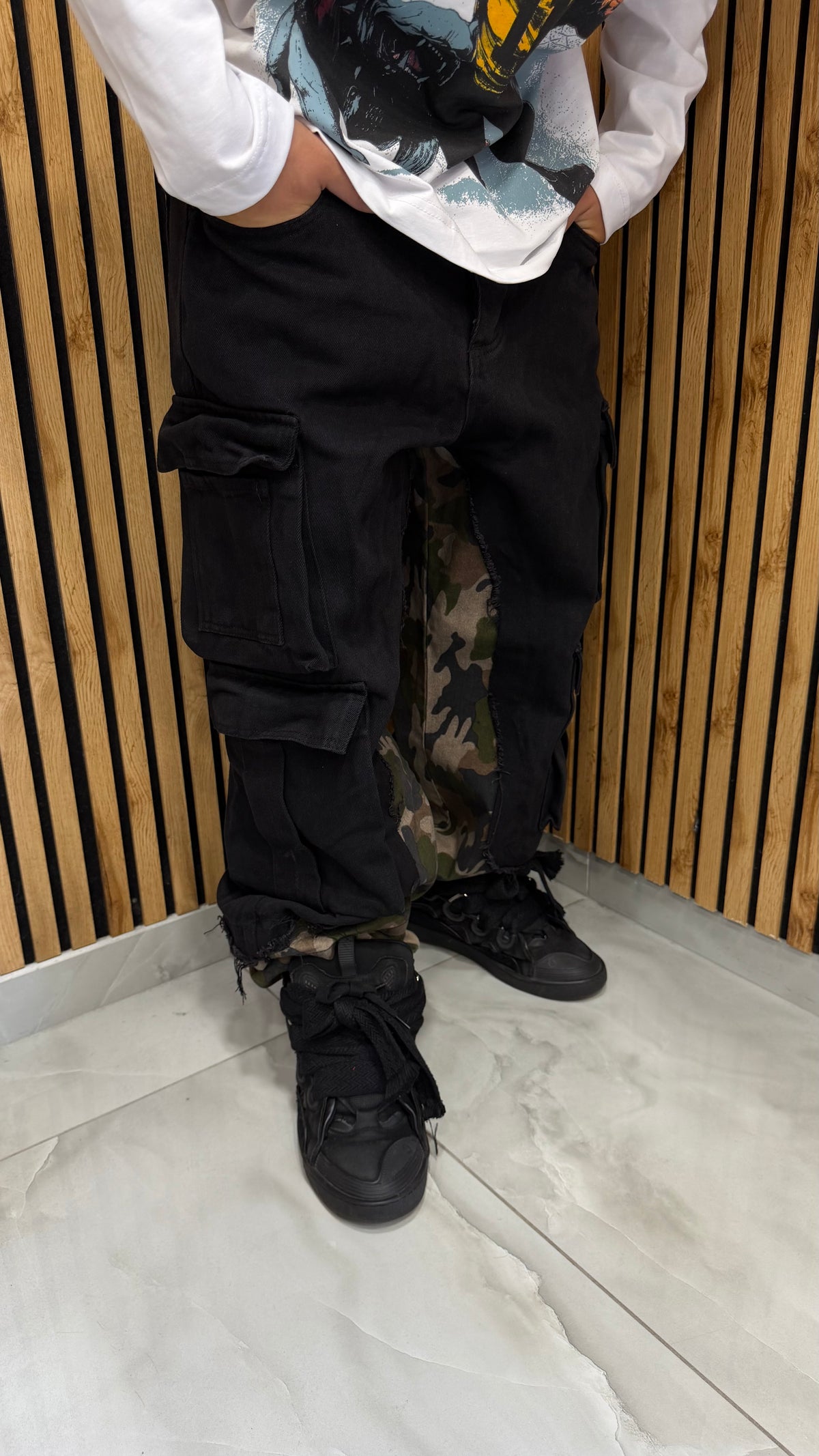 Jeans Uomo Super Baggy Cargo 553 Army Cianotic