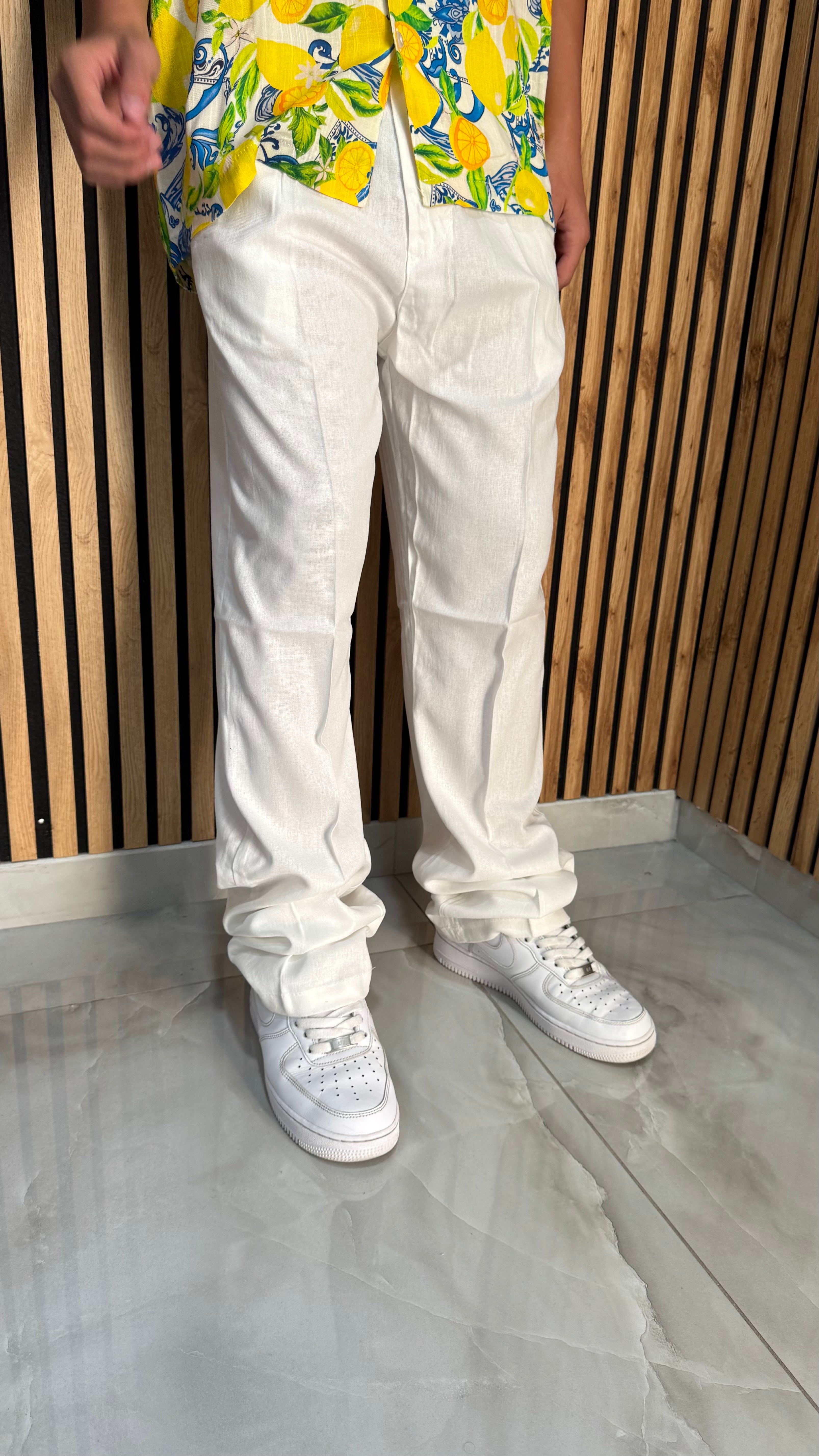 Pantalone In Lino Fondo Largo