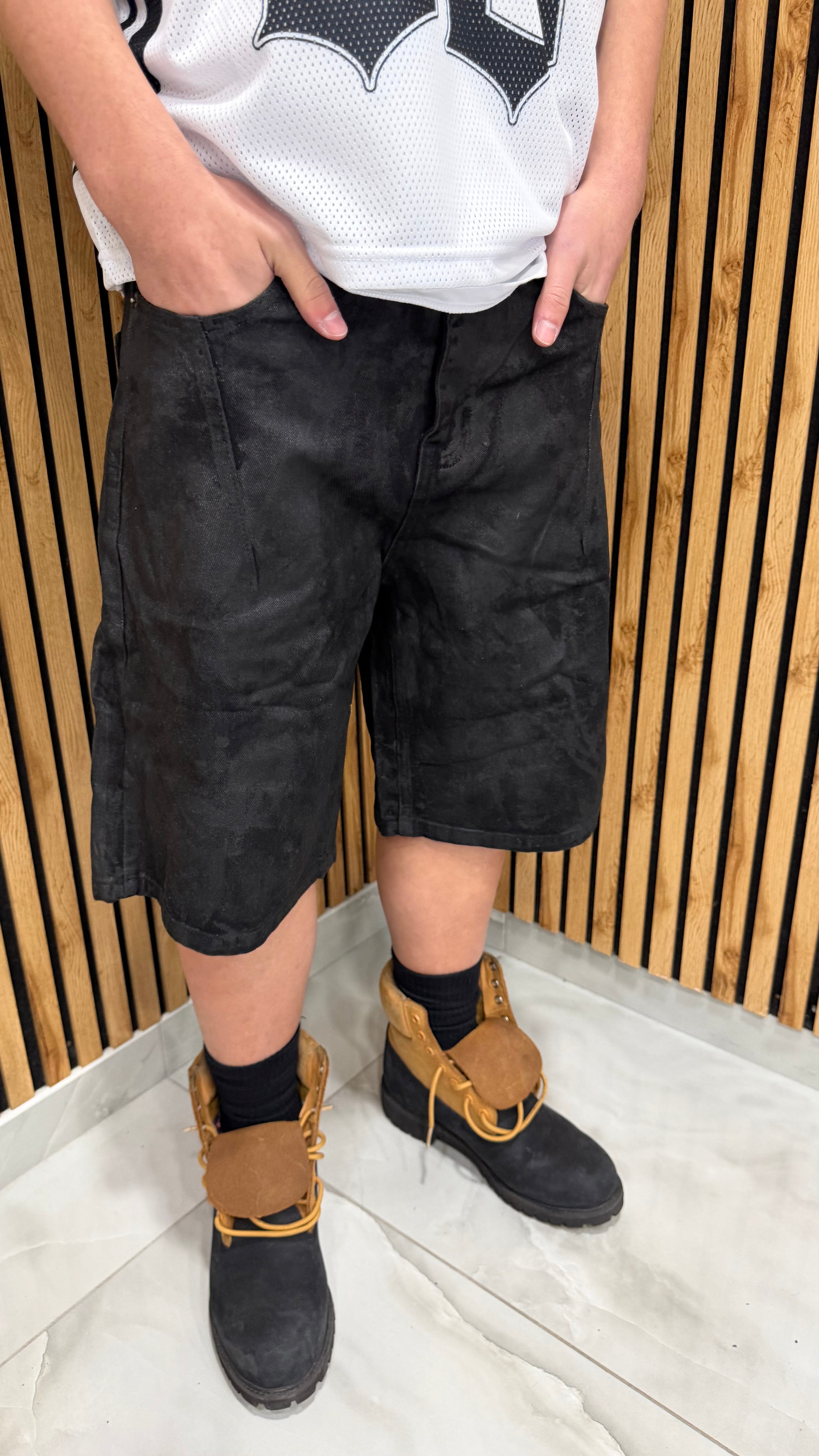 Jeans Shorts Denim “Spalmato Black”