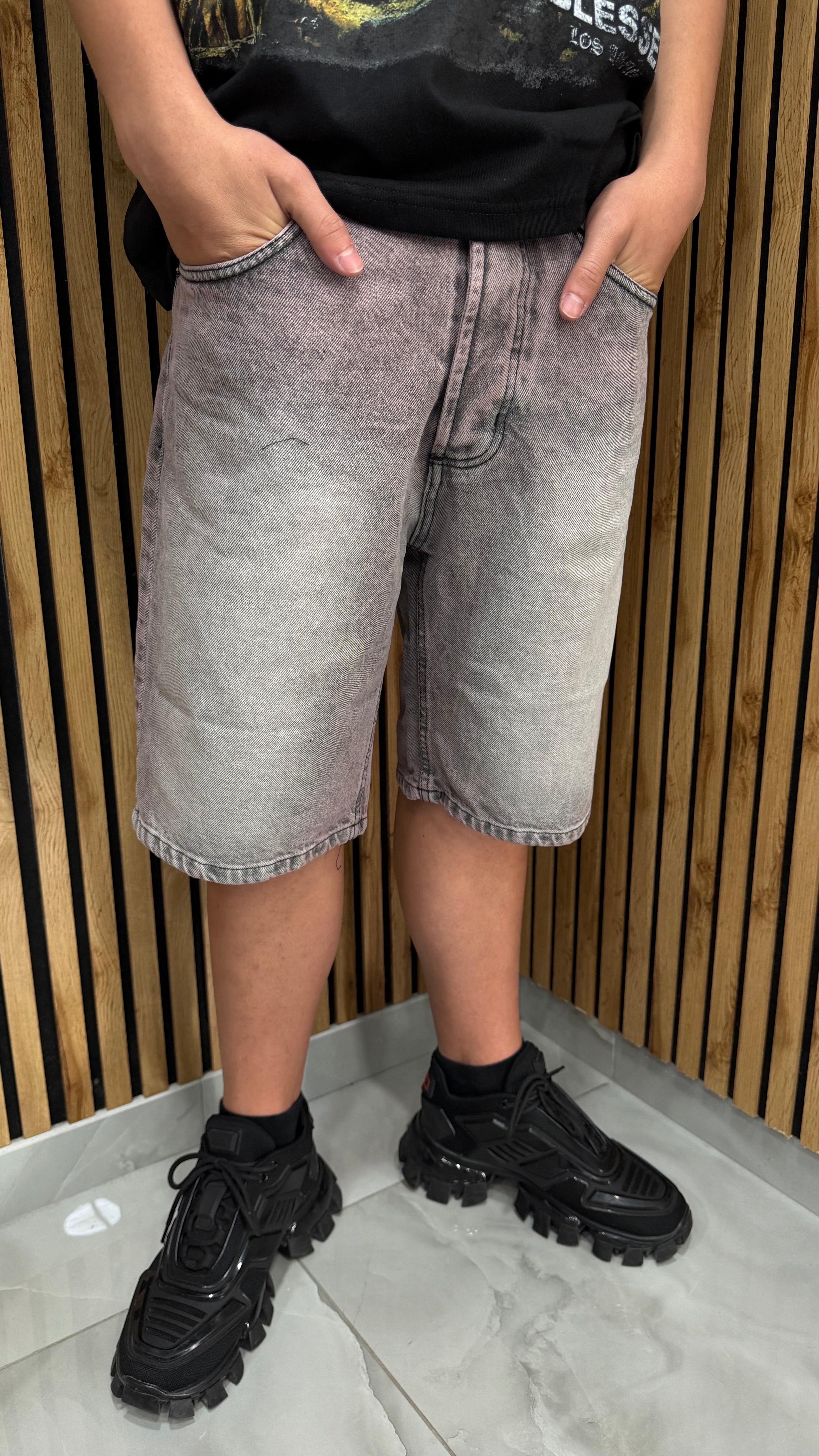 Jeans Shorts Grey/Pink