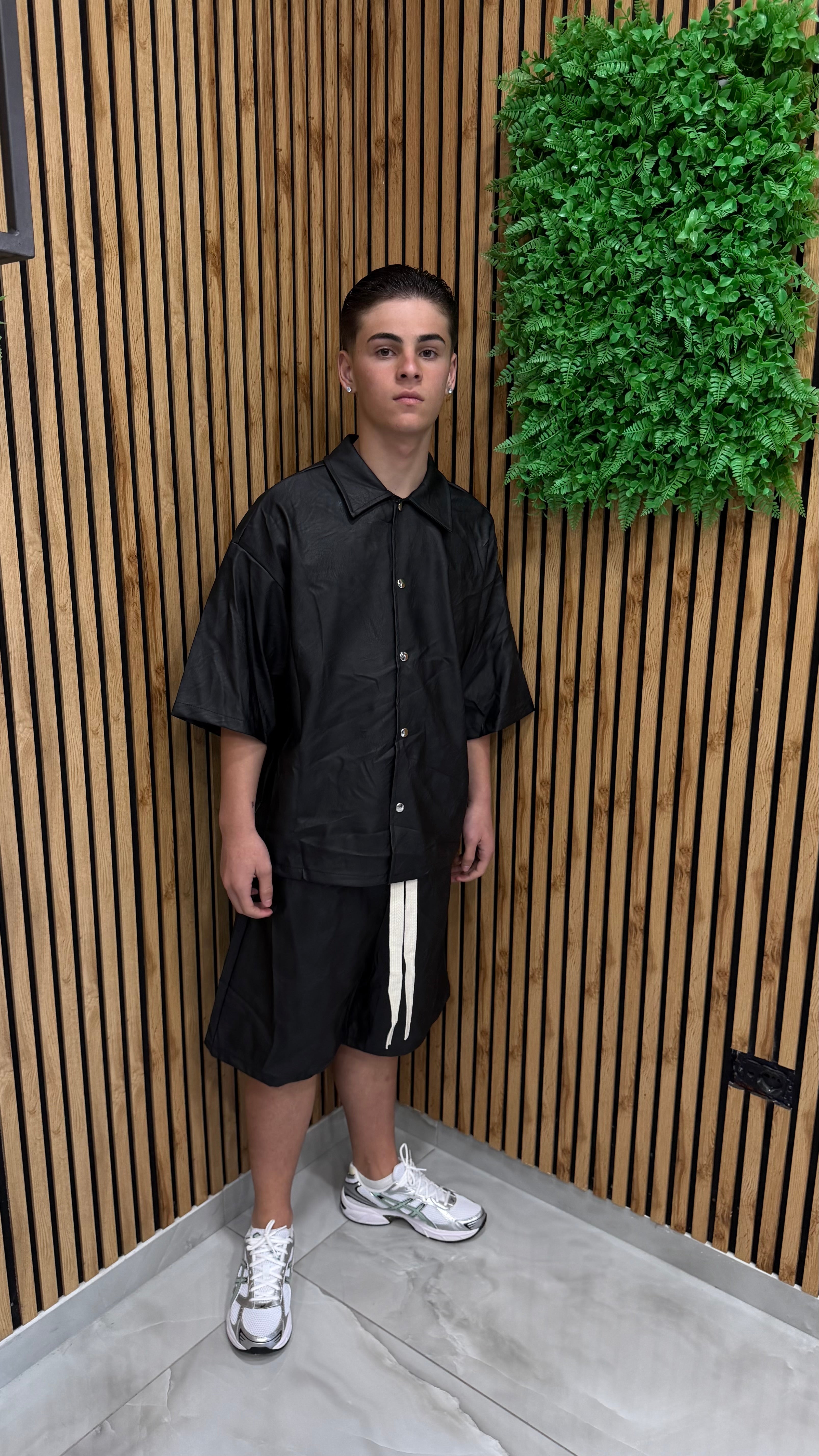 Coordinato “Frezza” Black Ecopelle