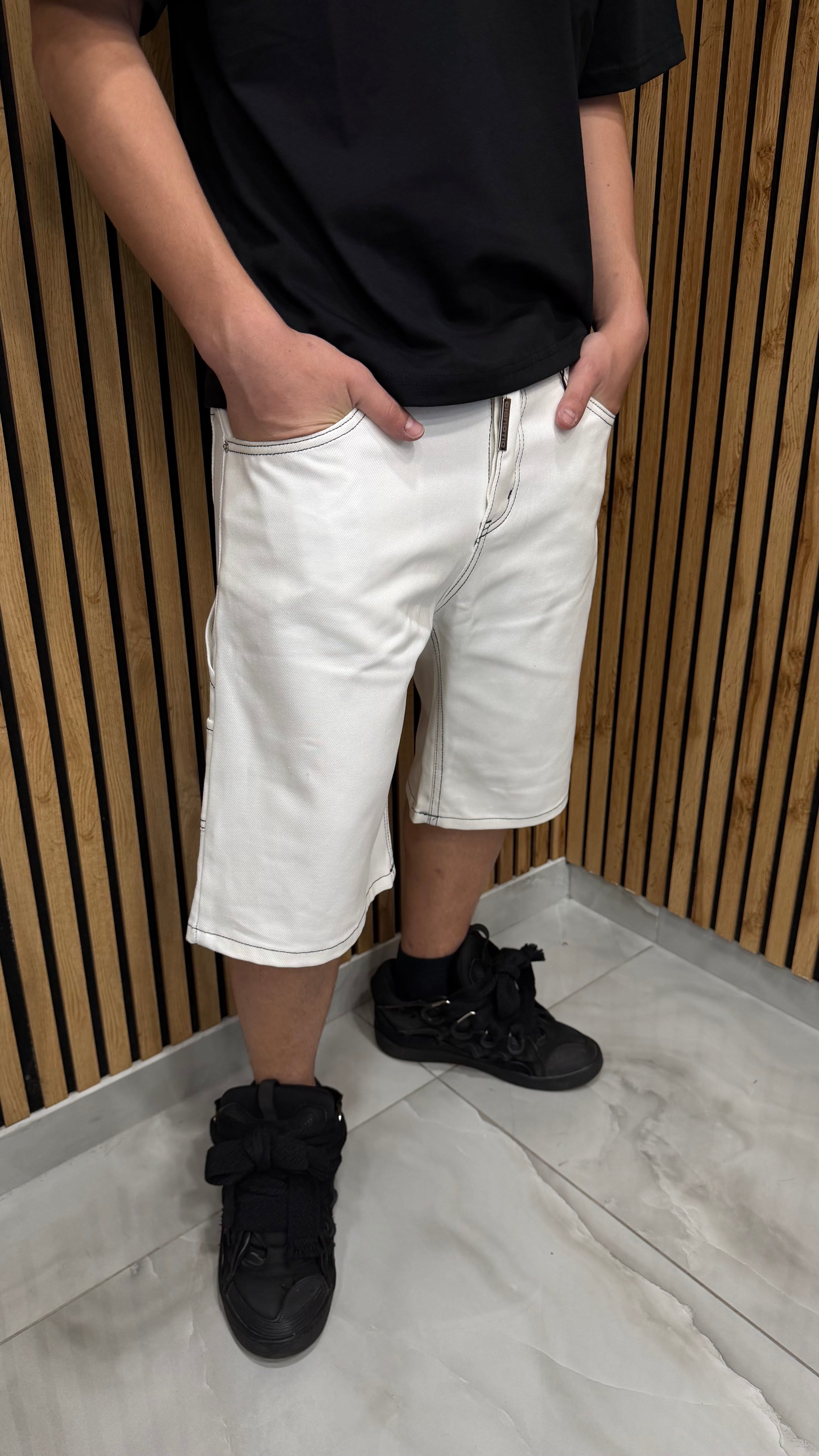 Jeans Shorts Carpenter White Cianotic