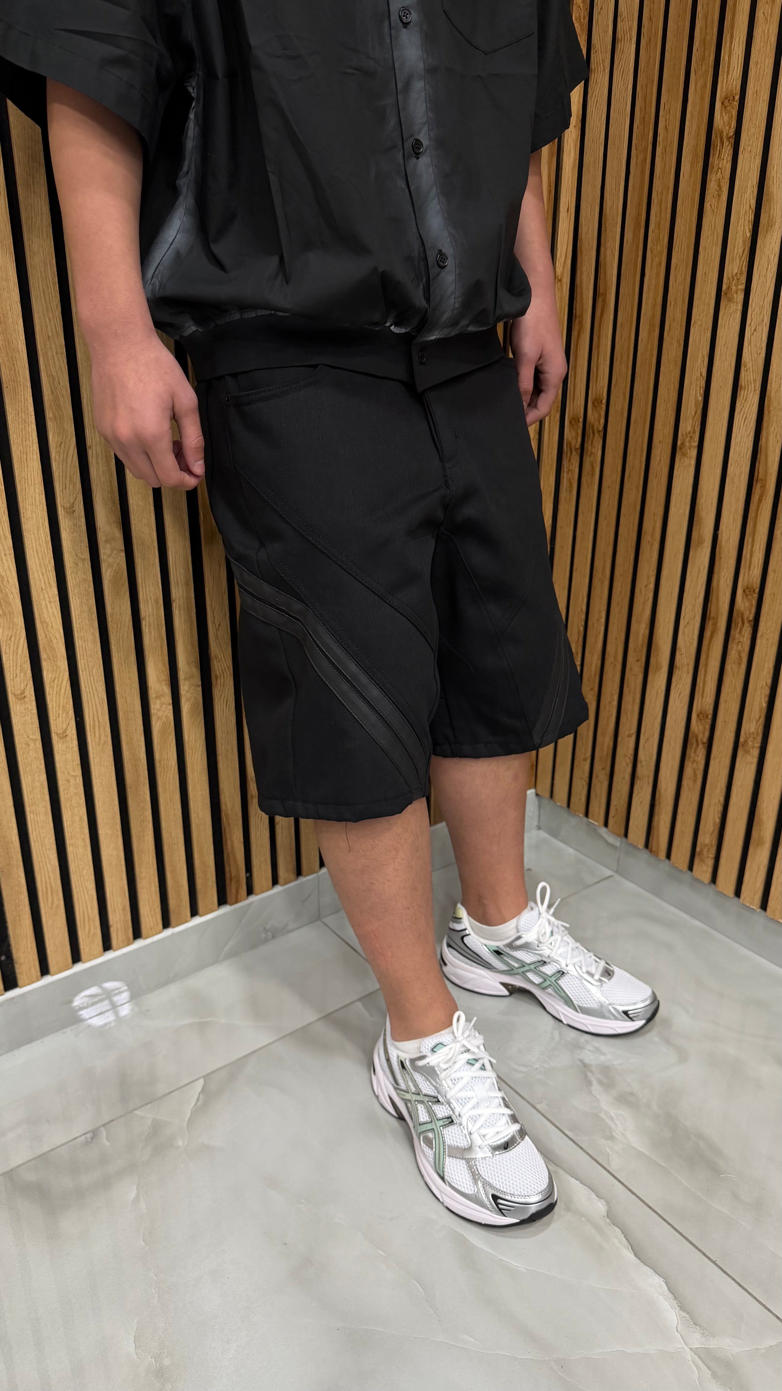 Jeans Shorts Stripes Black Cianotic