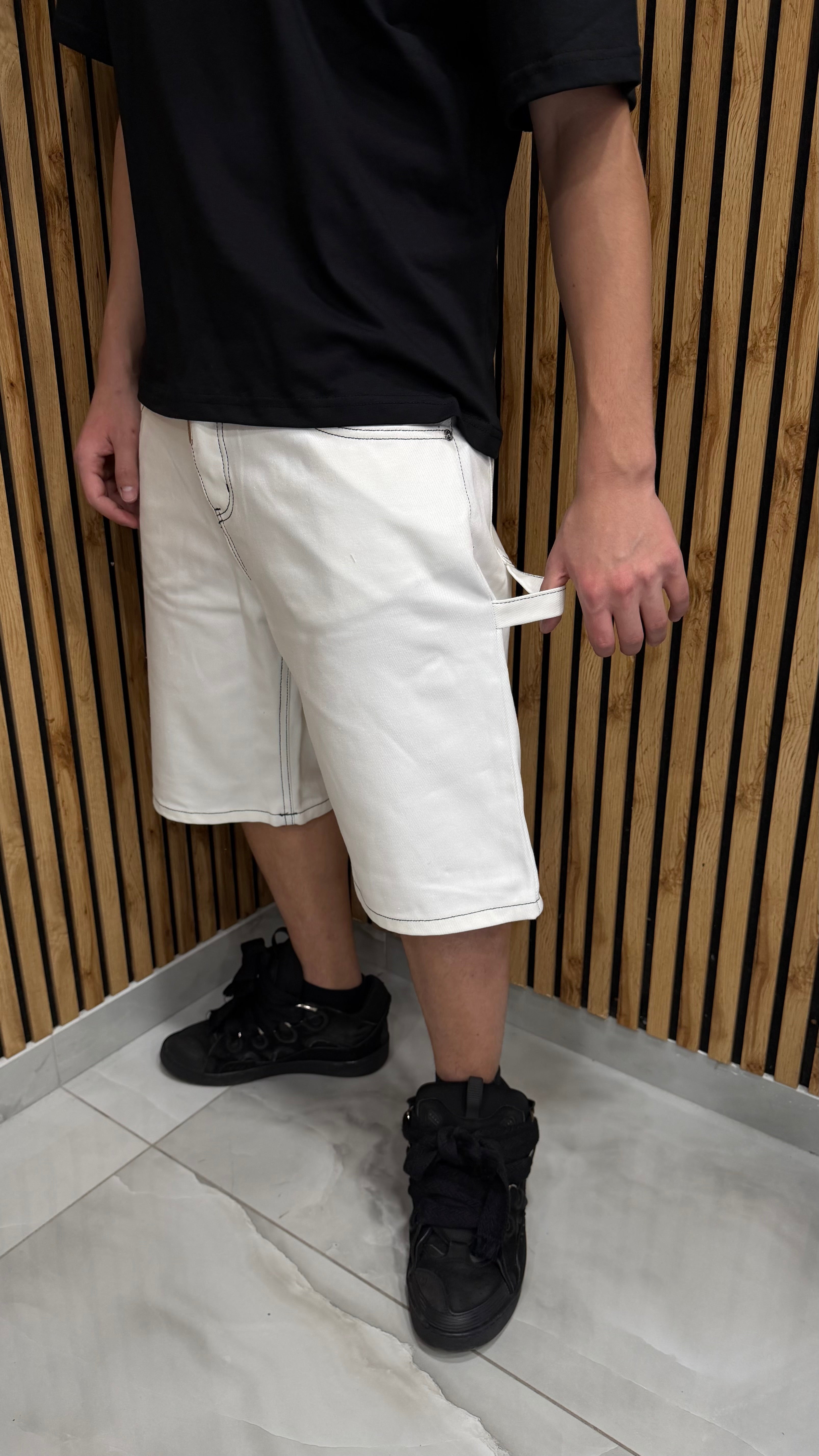 Jeans Shorts Carpenter White Cianotic