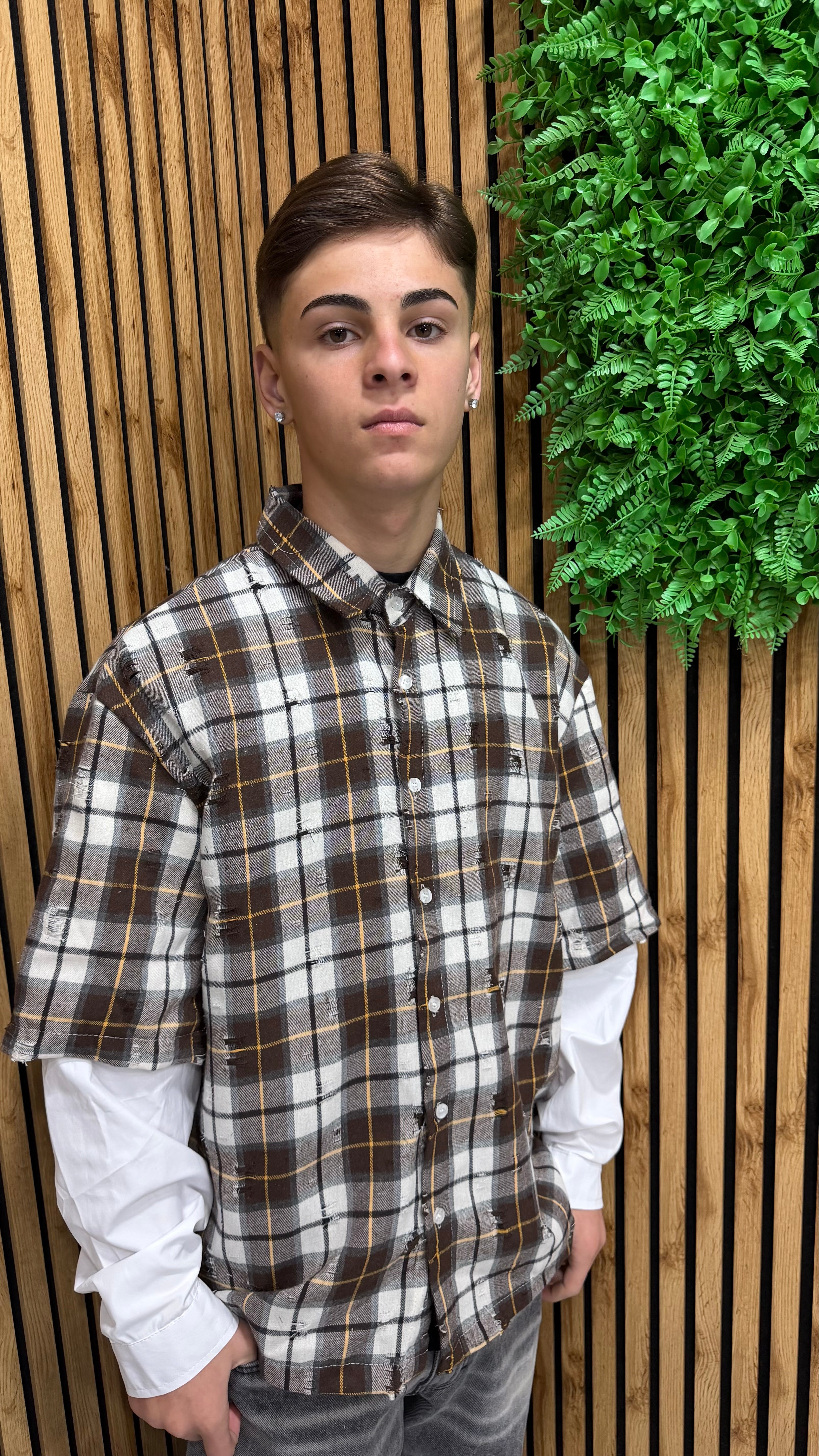 Camicia Doppia Manica A Quadri 2 Colori