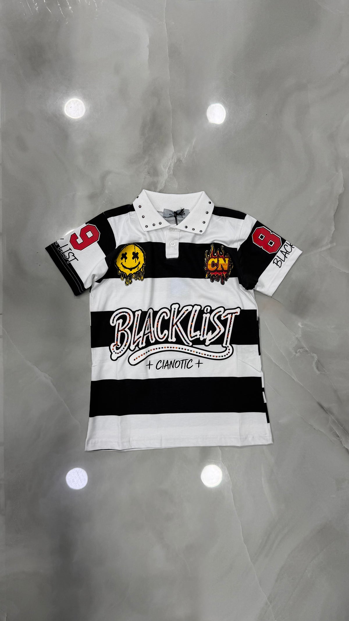 T-Shirt Junior Black/List Cianotic