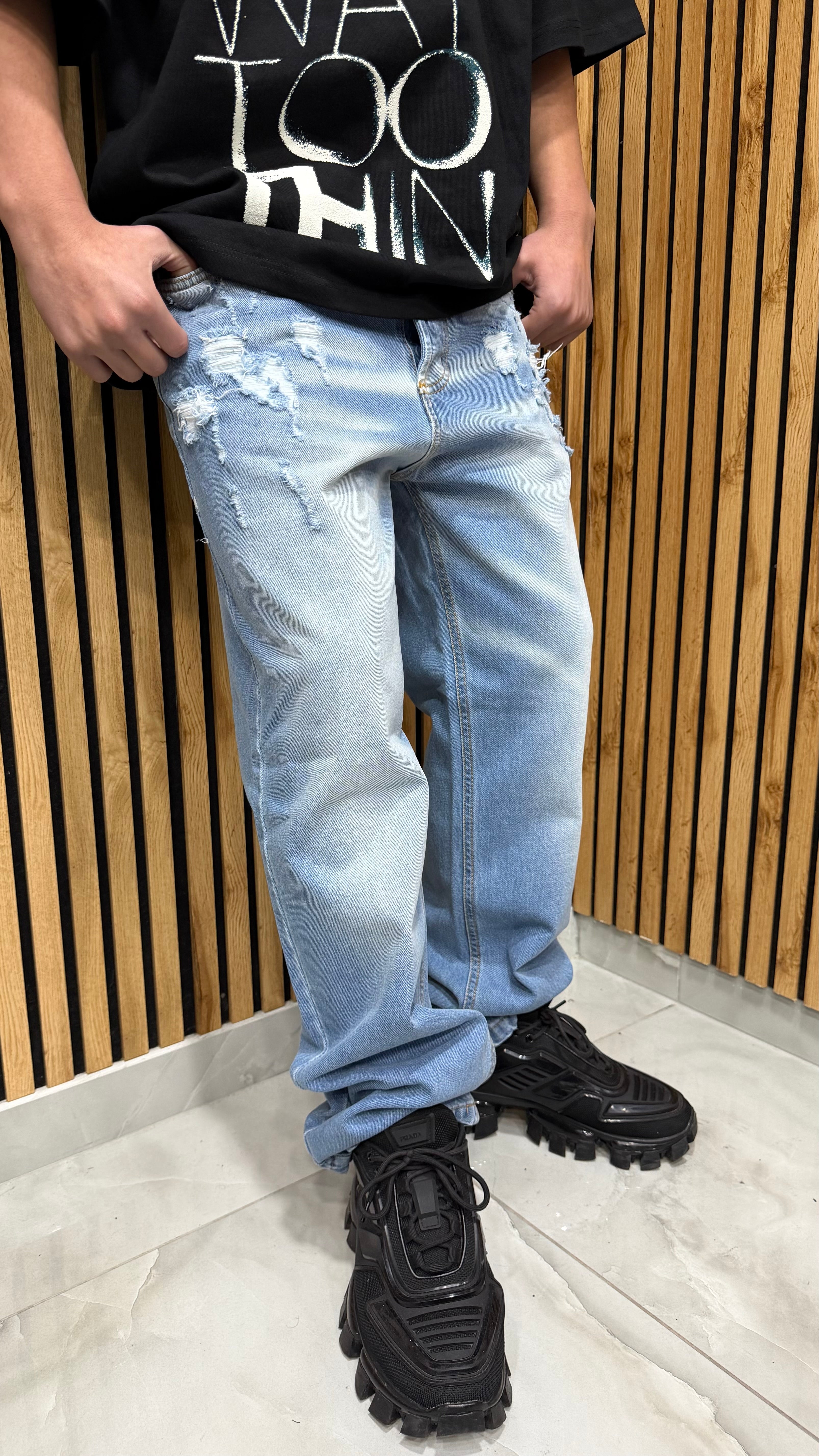 Jeans Baggy “Sky Blue Destroyed”