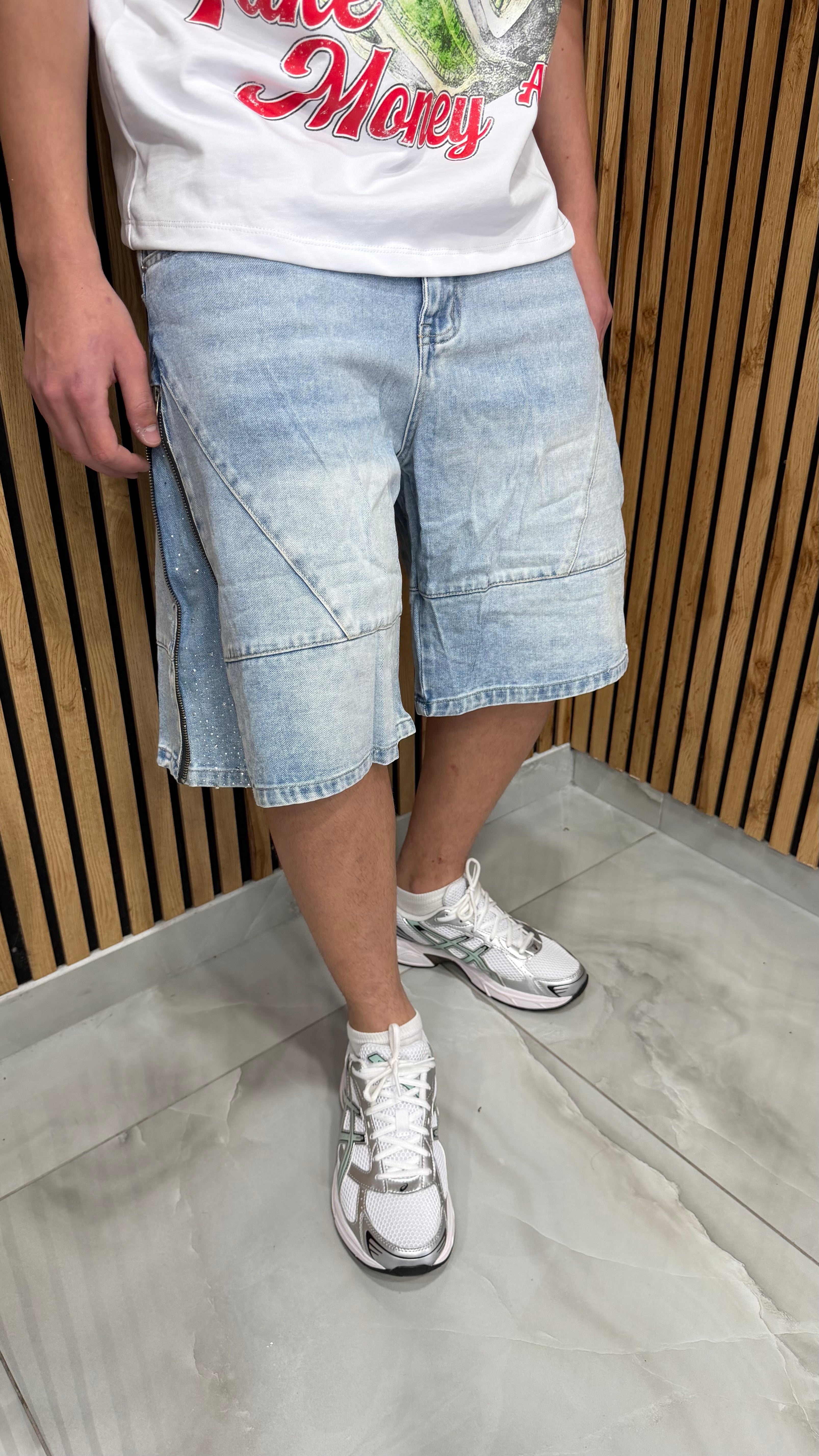 Jeans Short Zip Diamond Blue