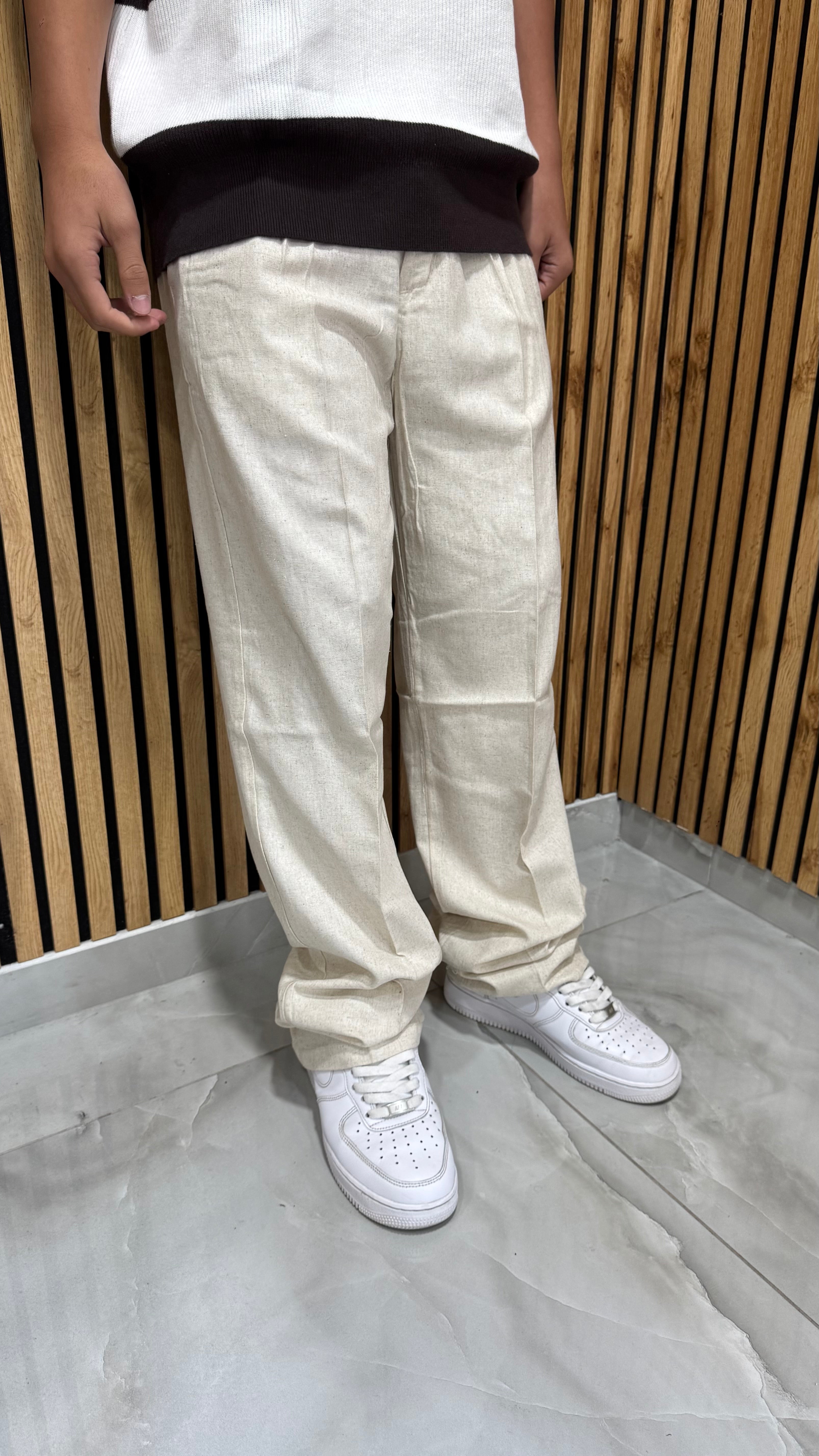 Pantalone In Lino Fondo Largo