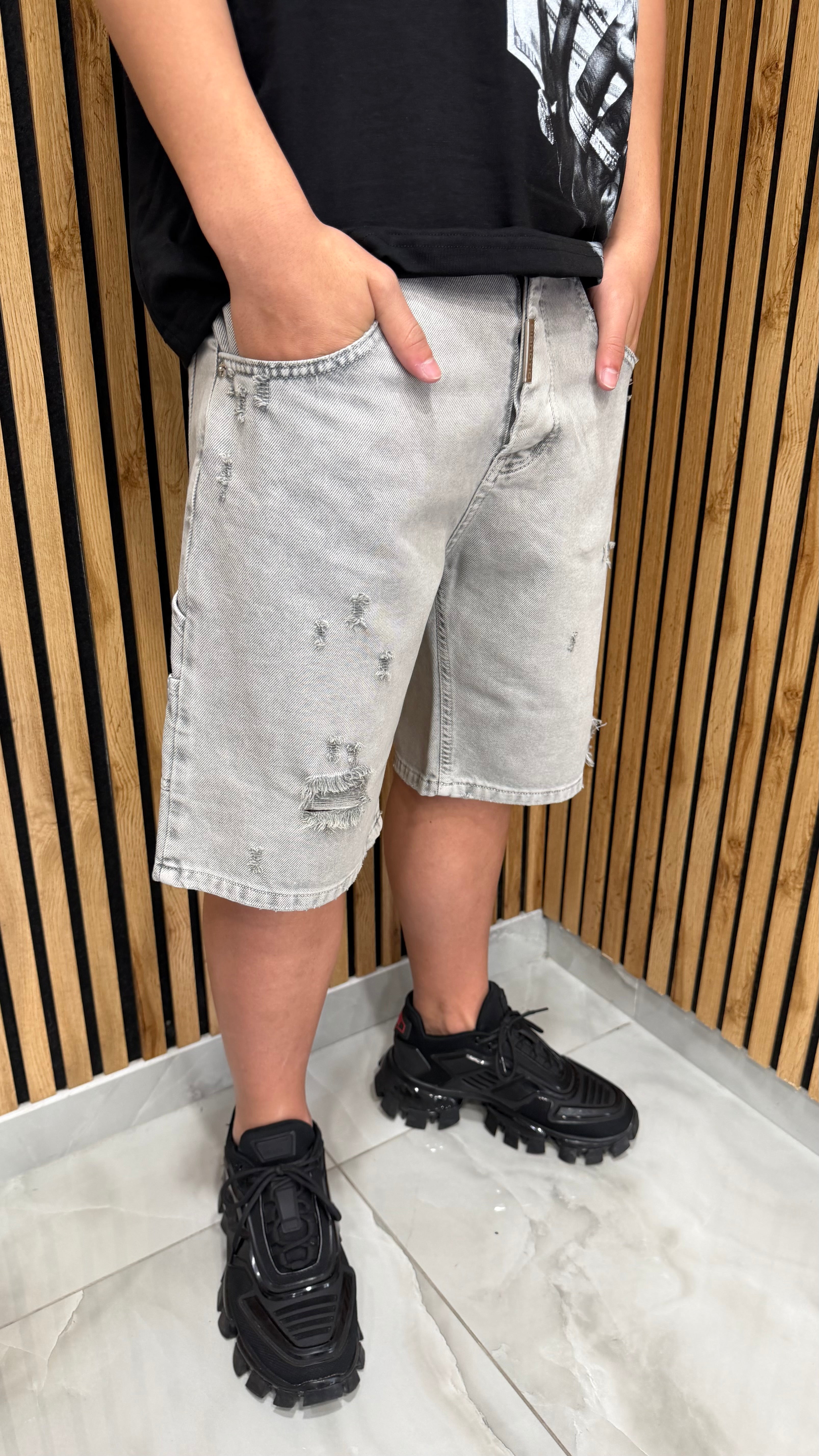 Jeans Short Carpenter Vintage Grind Bull Grigio Cianotic