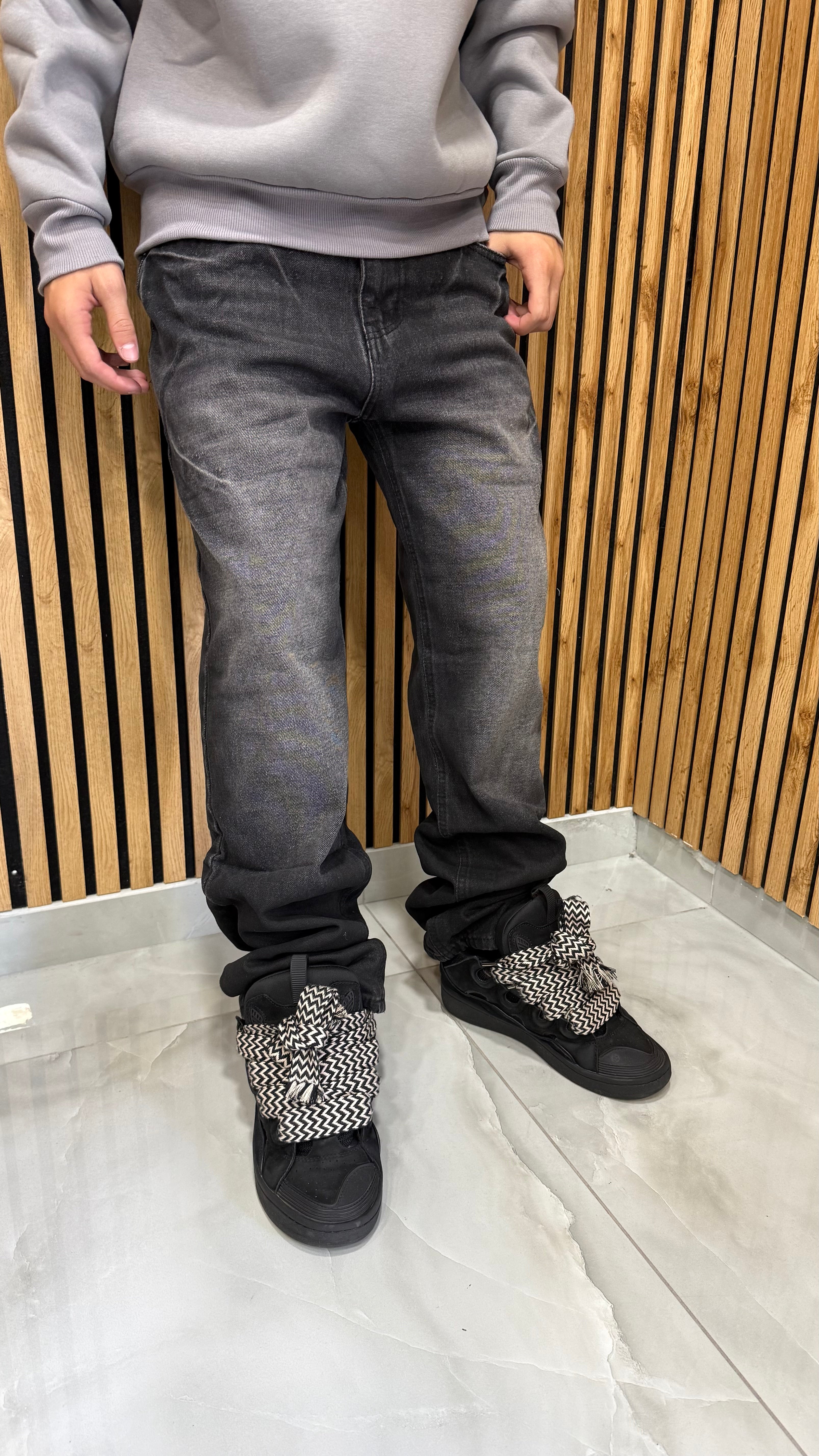 Jeans Baggy Placcato Sul Fondo