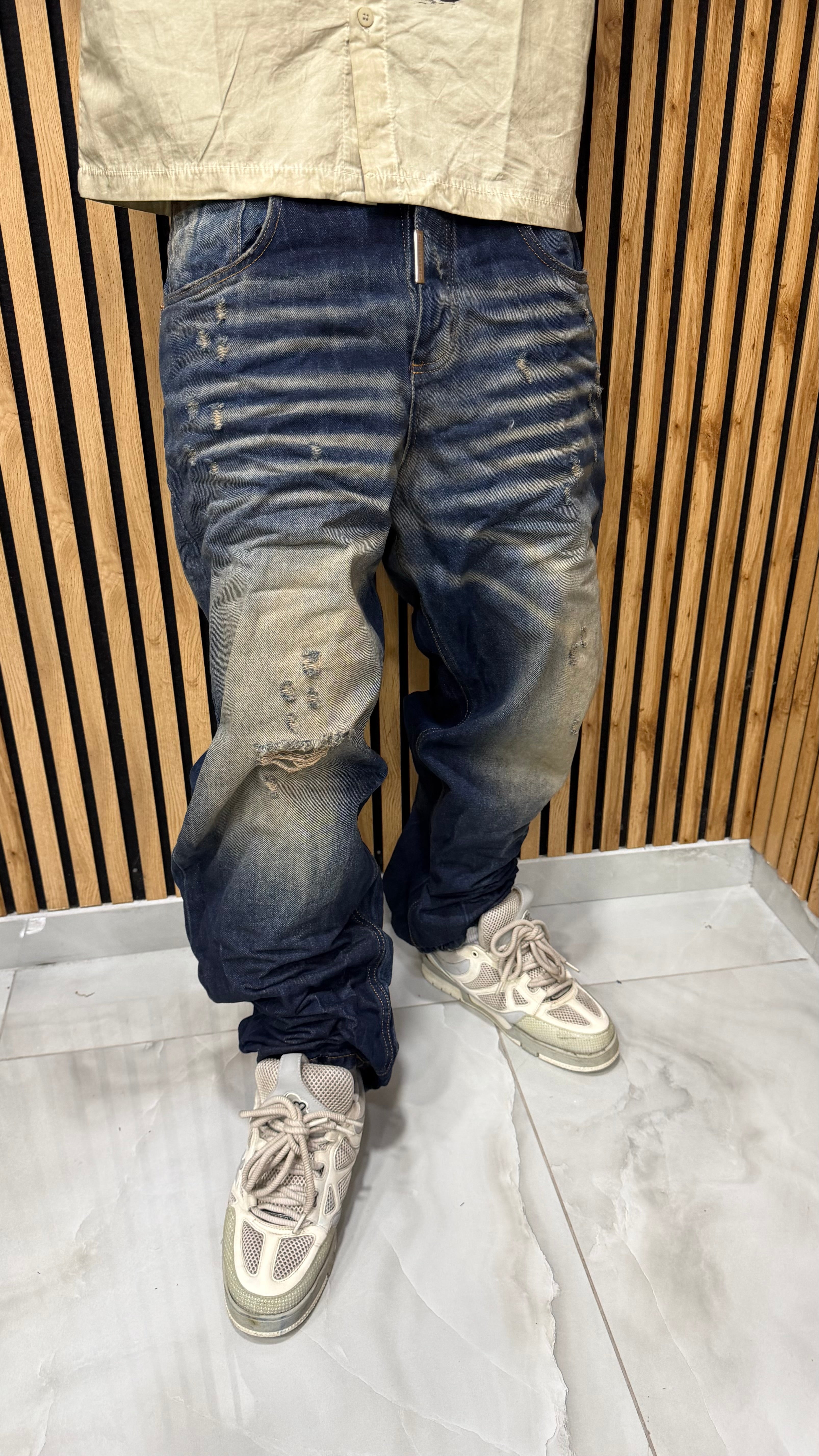 Jeans Super Baggy Carbon Fade Blu Cianotic