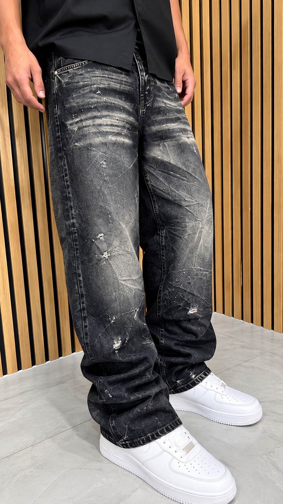 Jeans Uomo Baggy “Destroyed Black”
