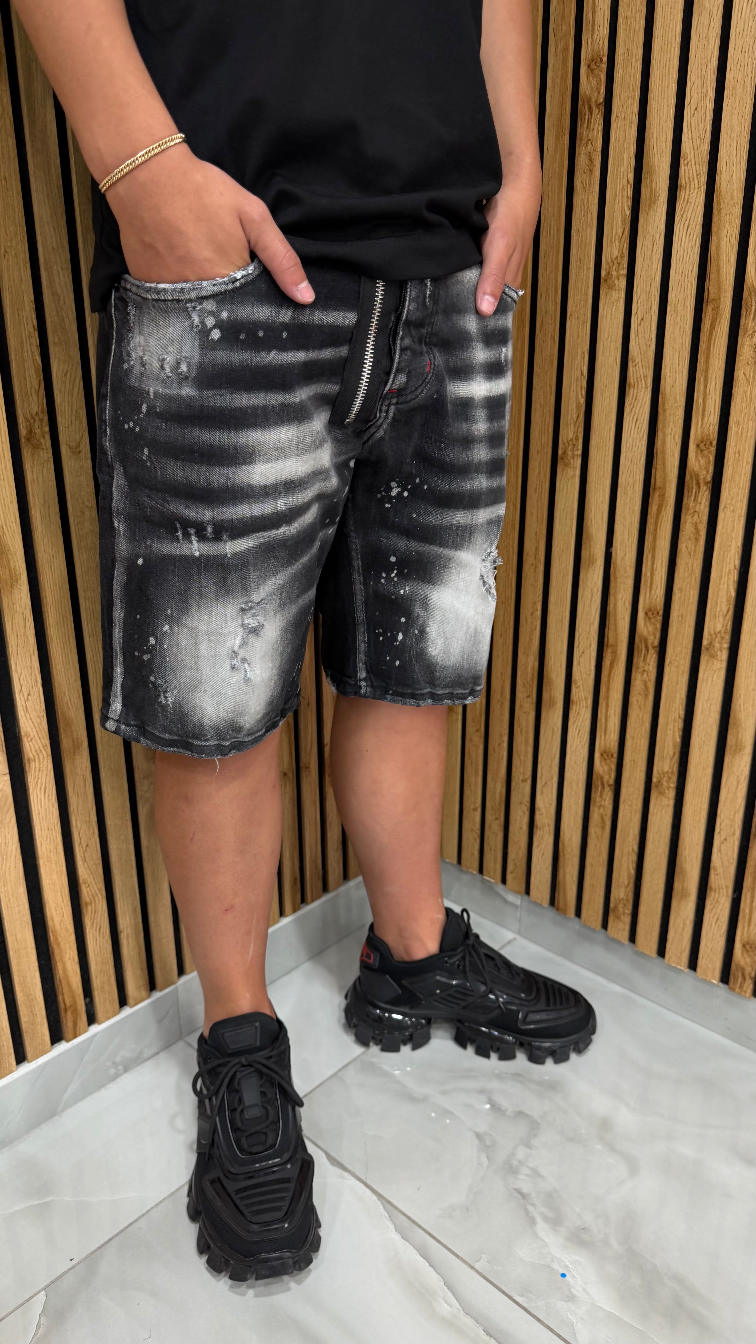Jeans Shorts Zip DQ6/3 Sabbiato Cianotic
