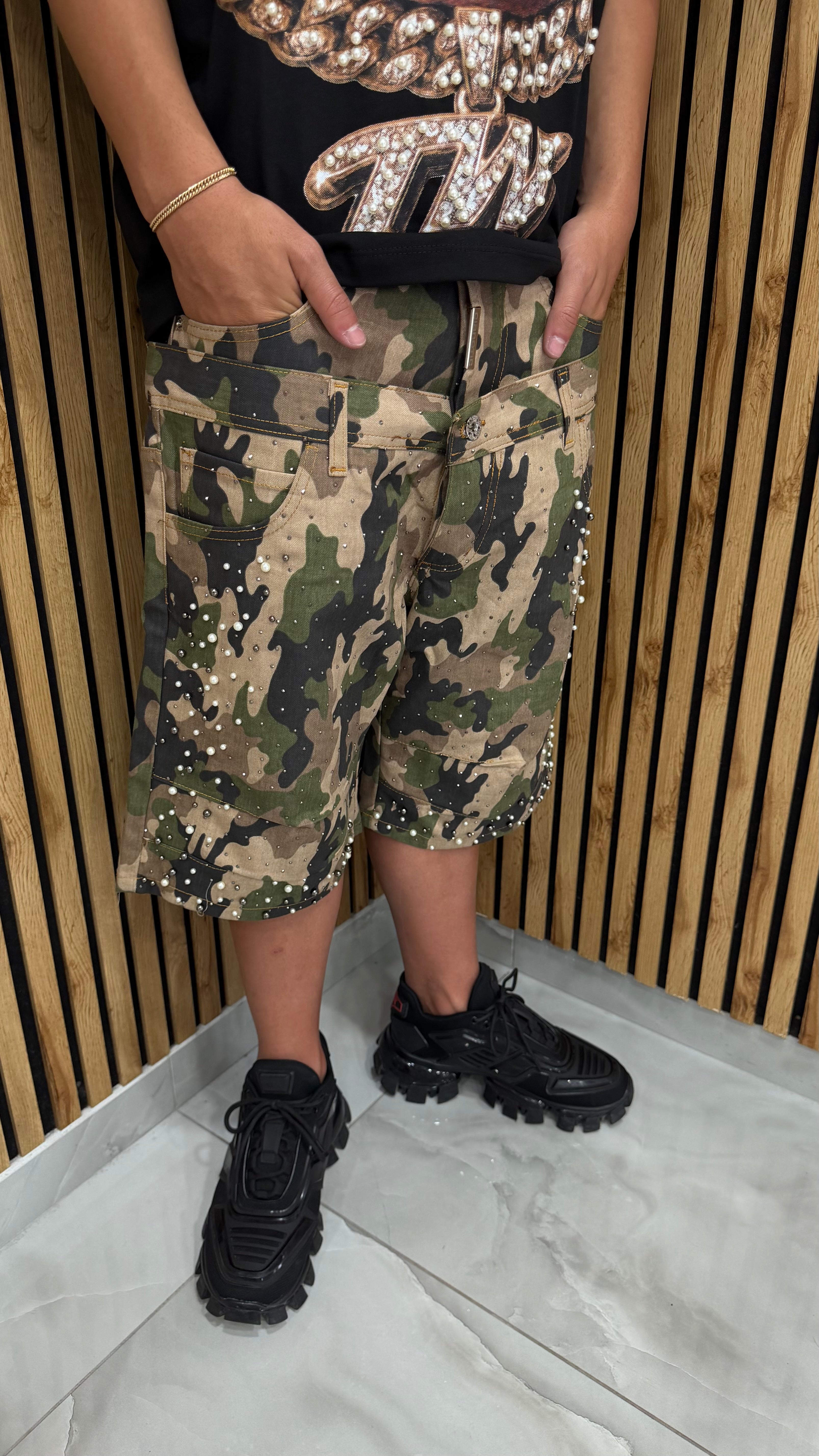 Jeans Short Army Double Cianotic
