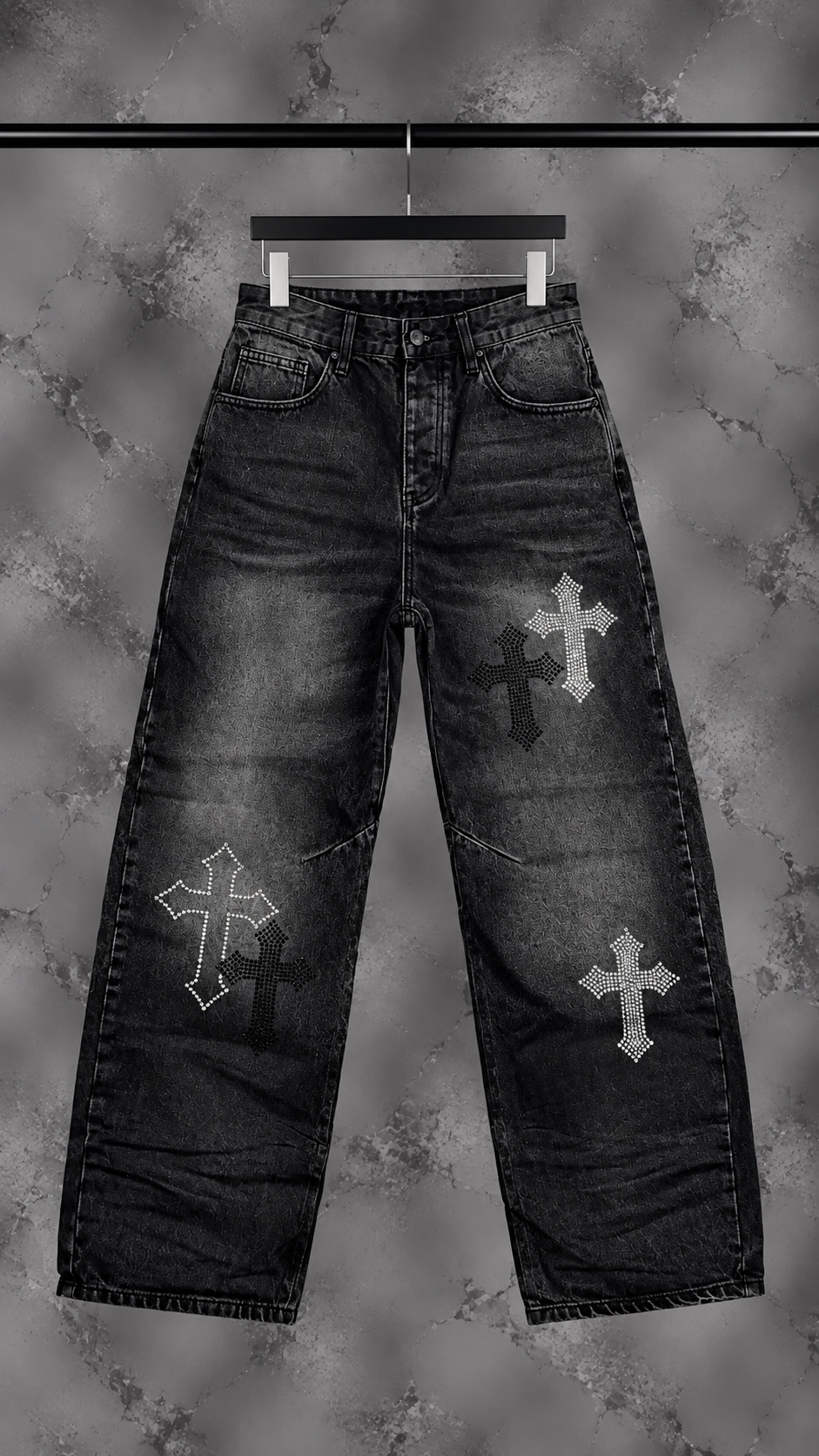 Jeans Uomo "HOLY CROSS" Washed Black