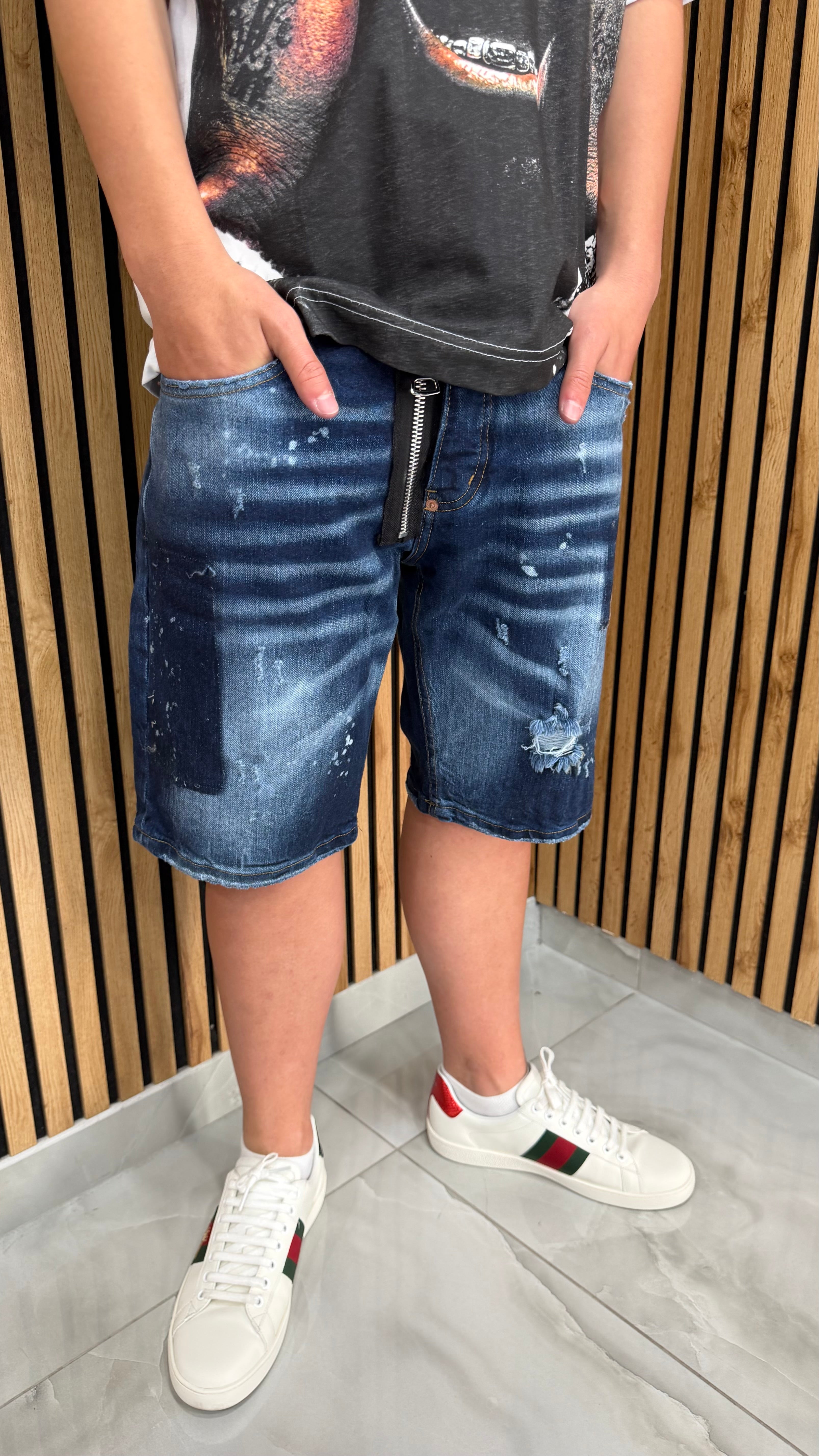 Jeans Short Zip Rtn Blu Cianotic