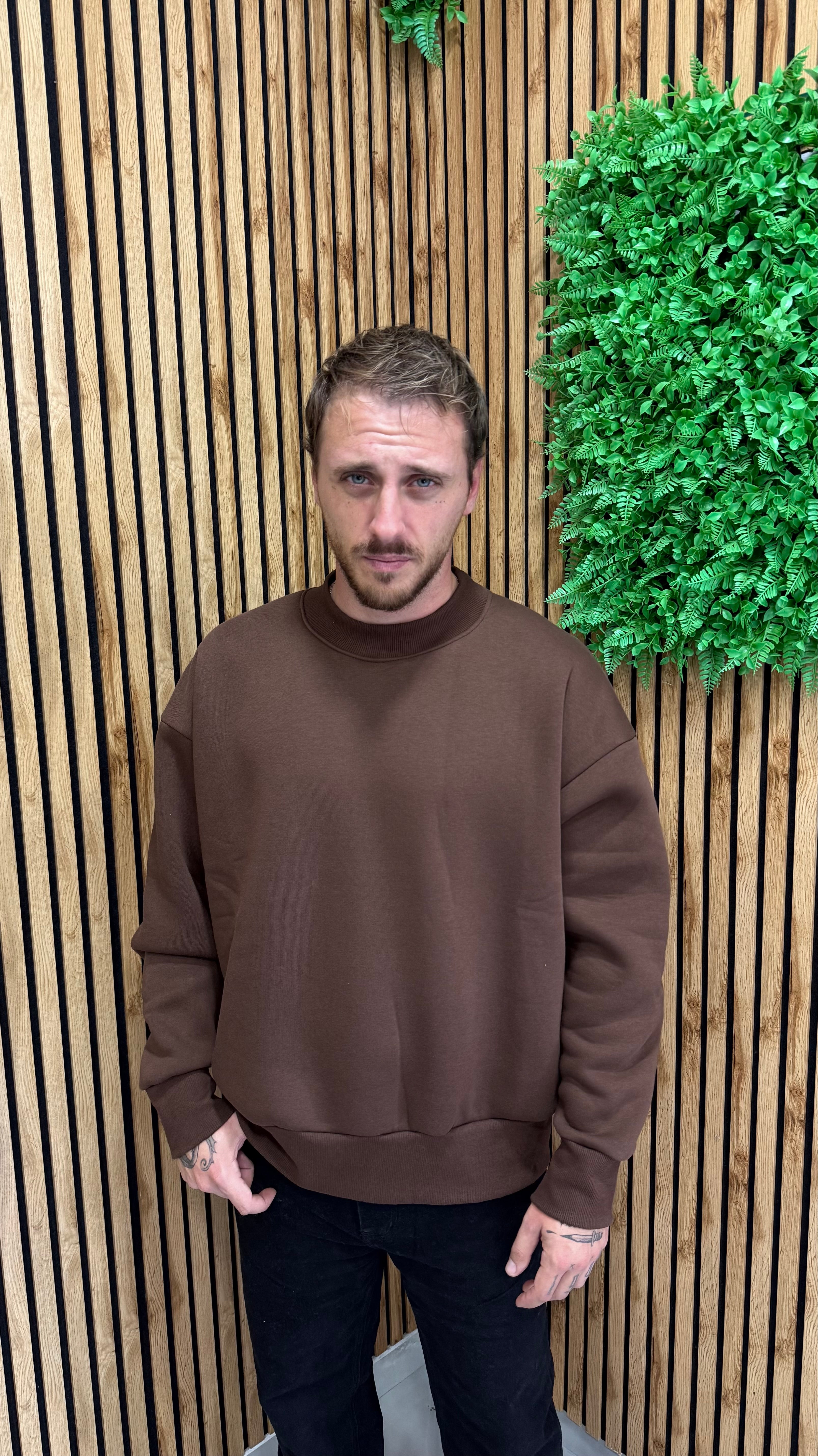 Felpa Girocollo Basic Boxy Cianotic