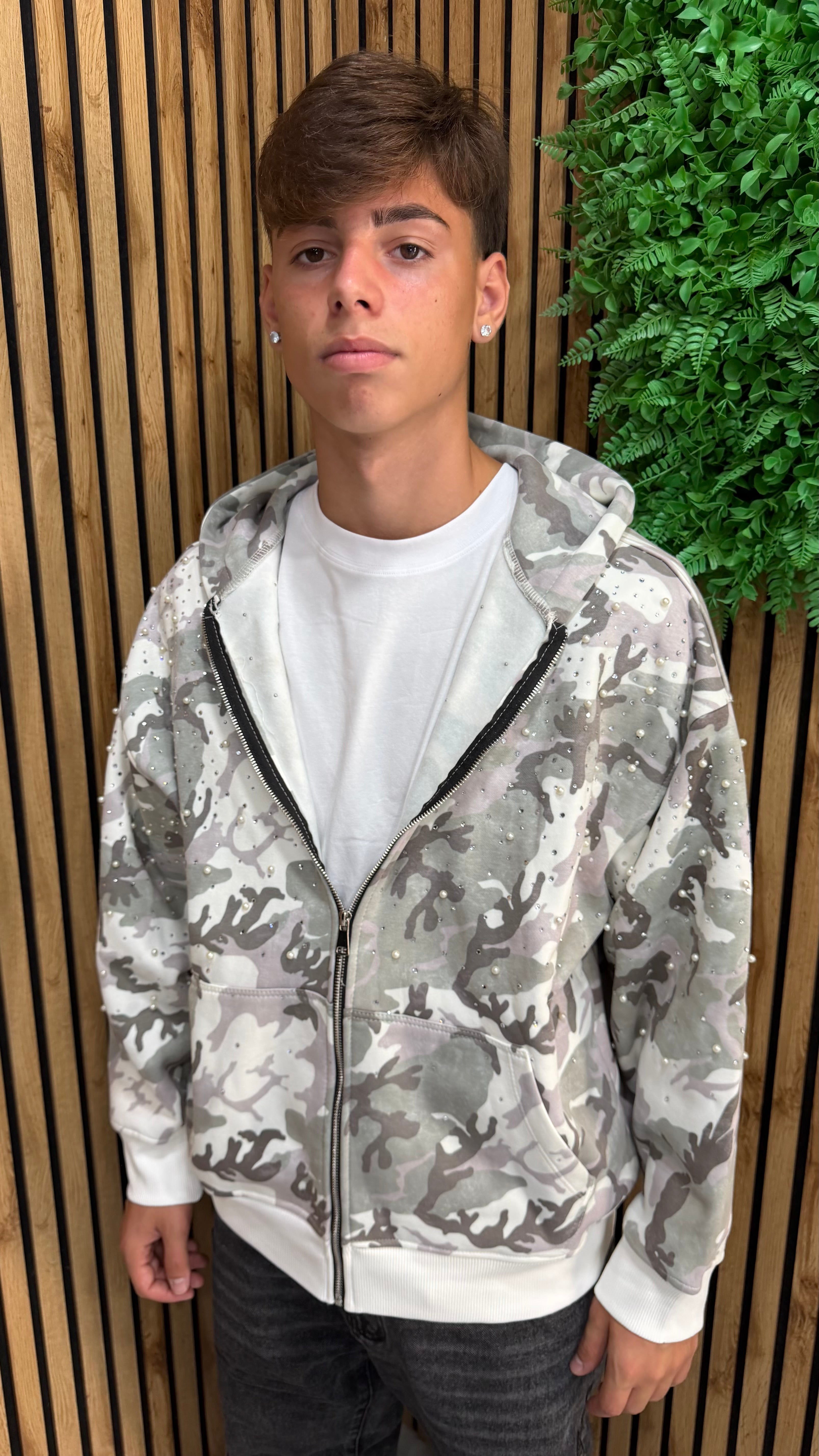 Felpa Zip Uomo “Army Pearl” TPWR