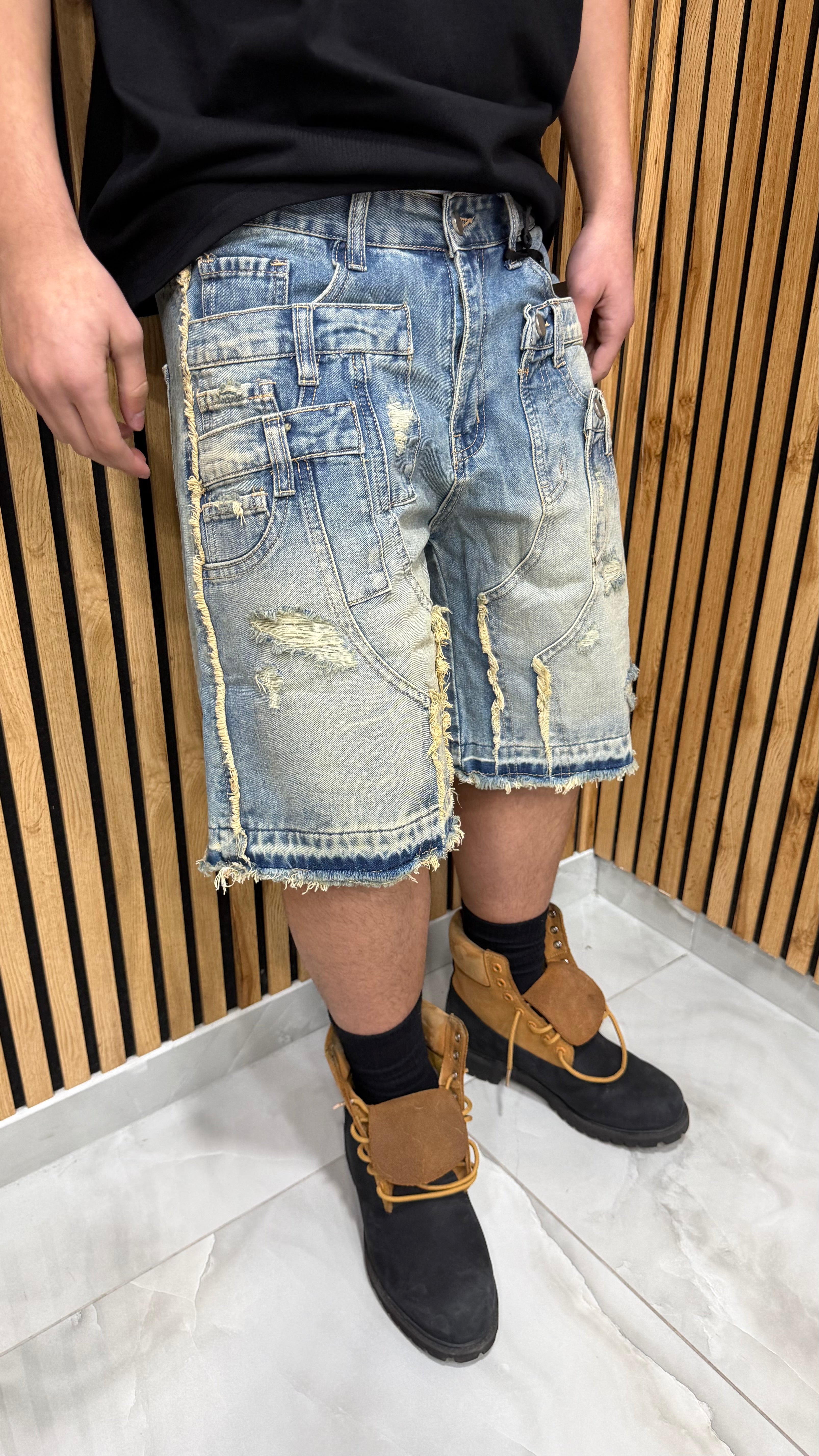 Jeans Shorts “Sfranged Triple” Sabbiato