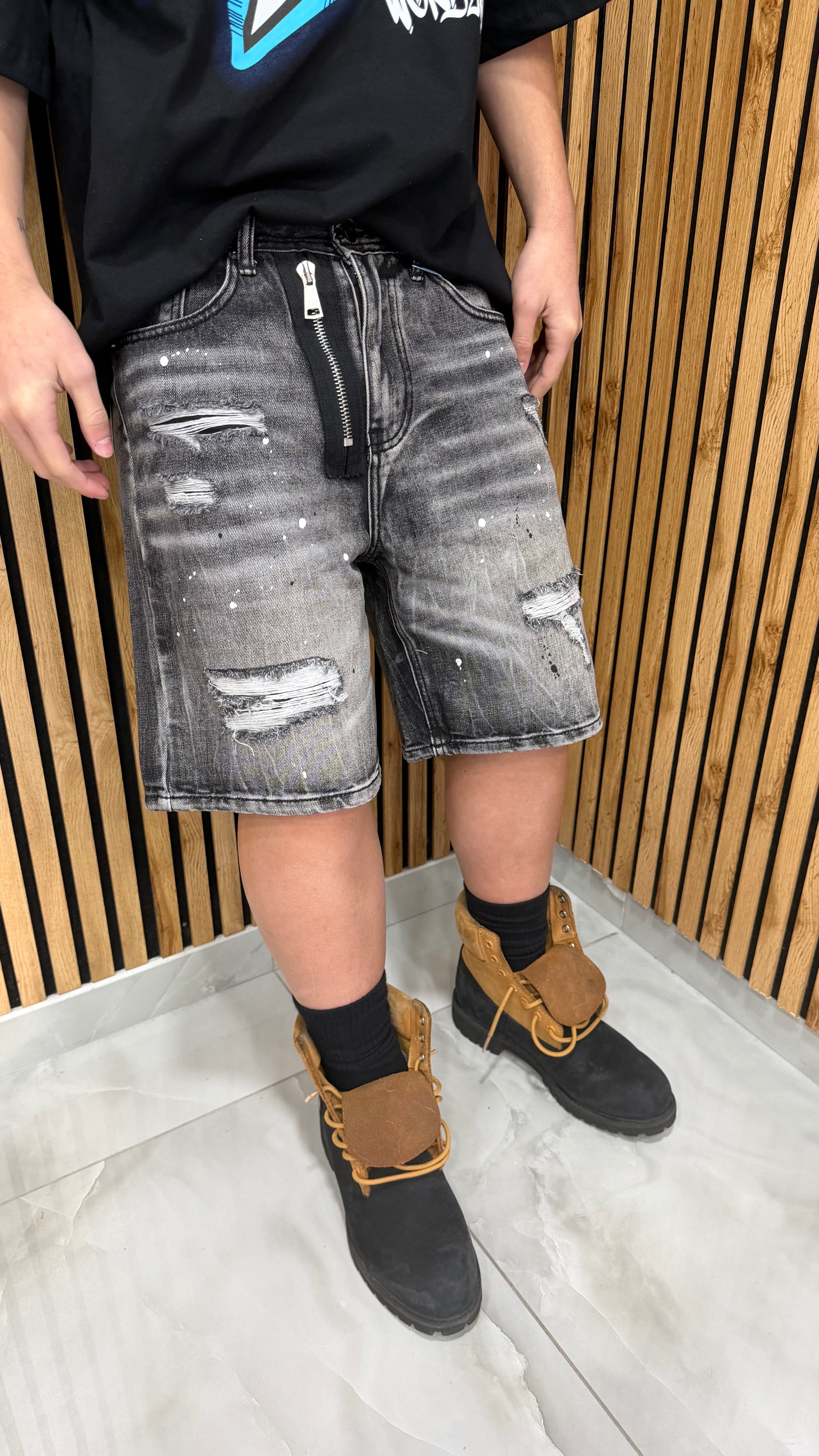 Jeans Short Mood Dsq Zip Silver