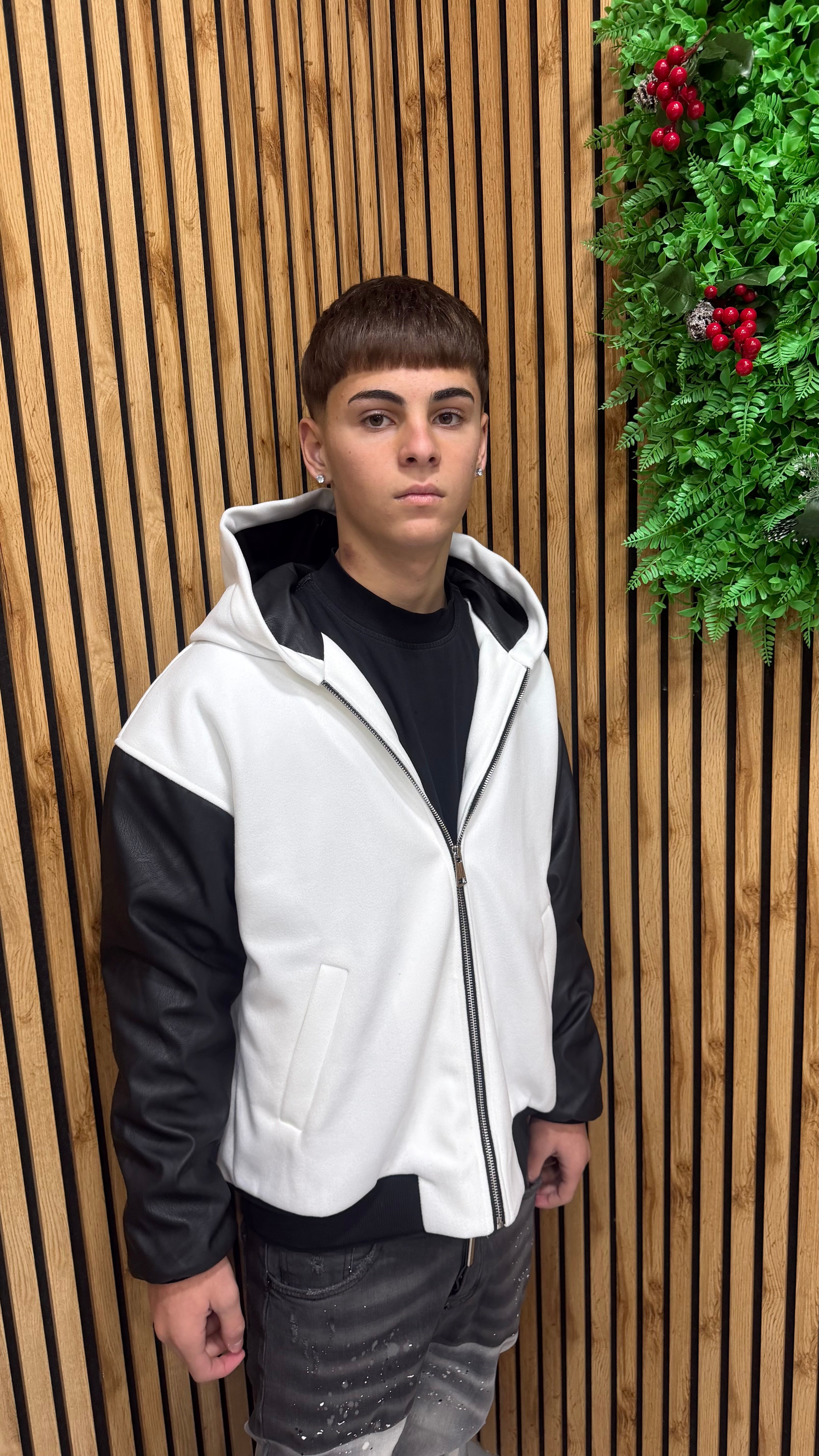 Jacket Doppio Tessuto Manica In Pelle 2 Colori