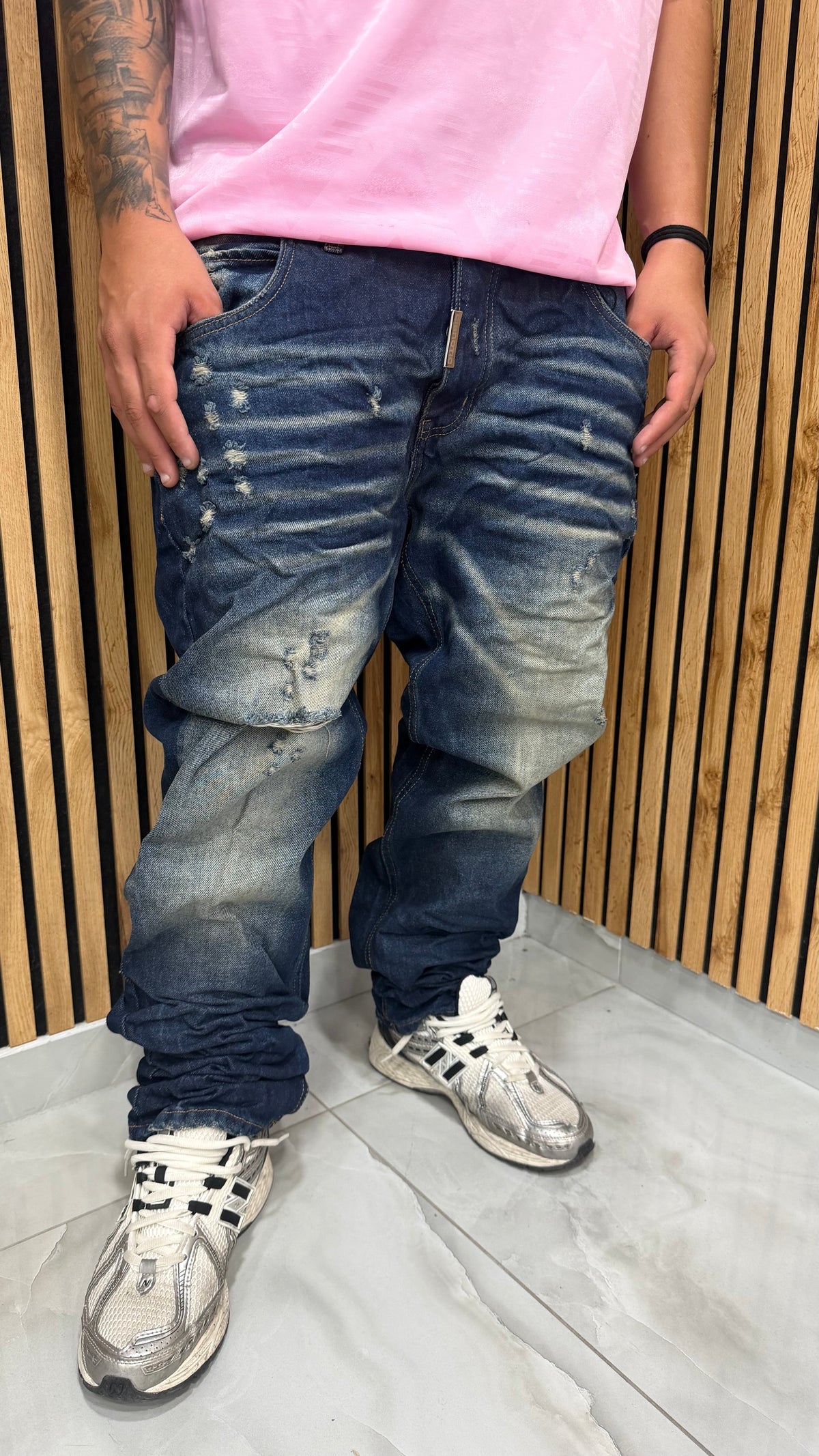 Jeans Uomo Baggy Urban Fade Blue Cianotic