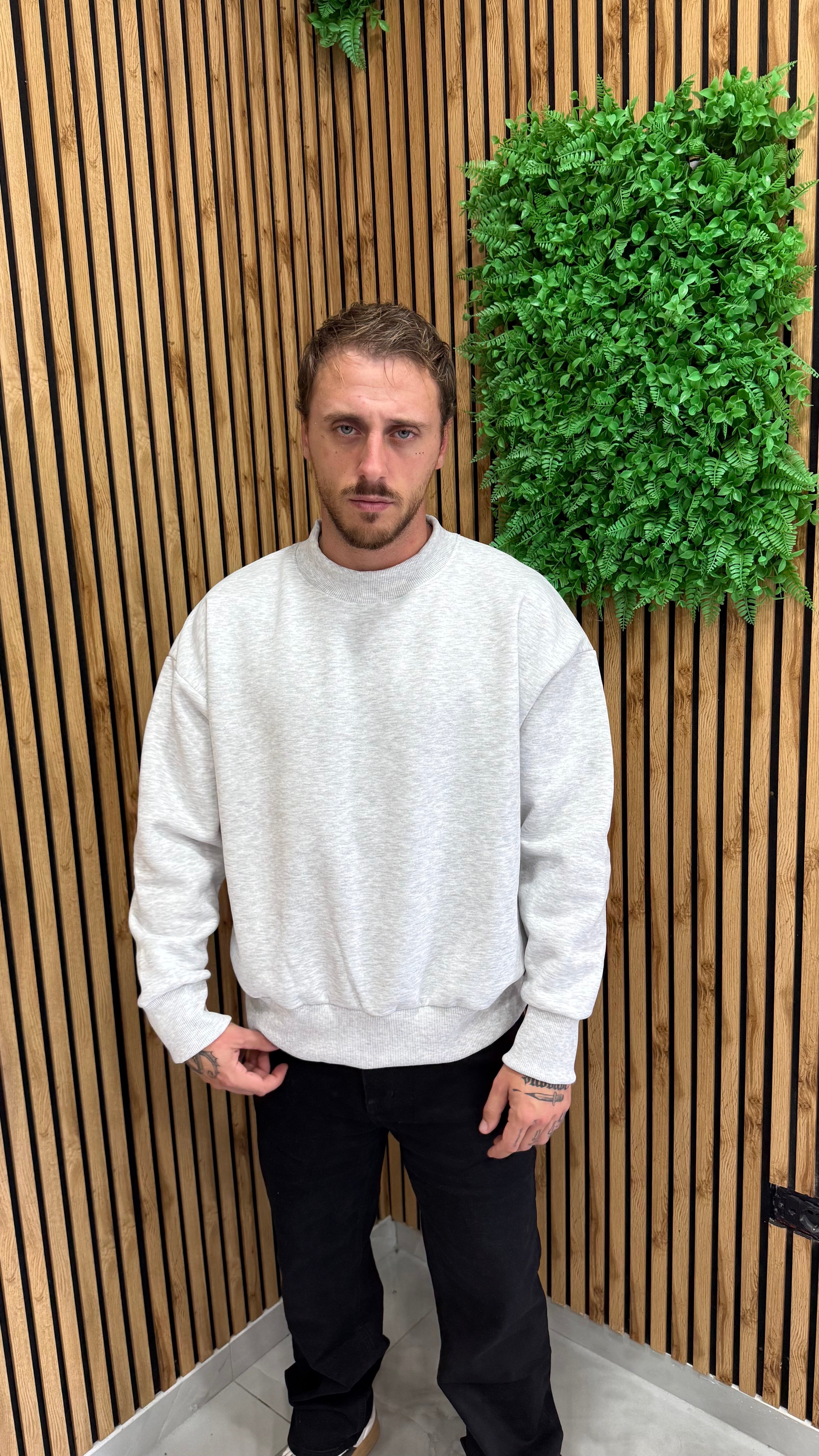 Felpa Girocollo Basic Boxy Cianotic