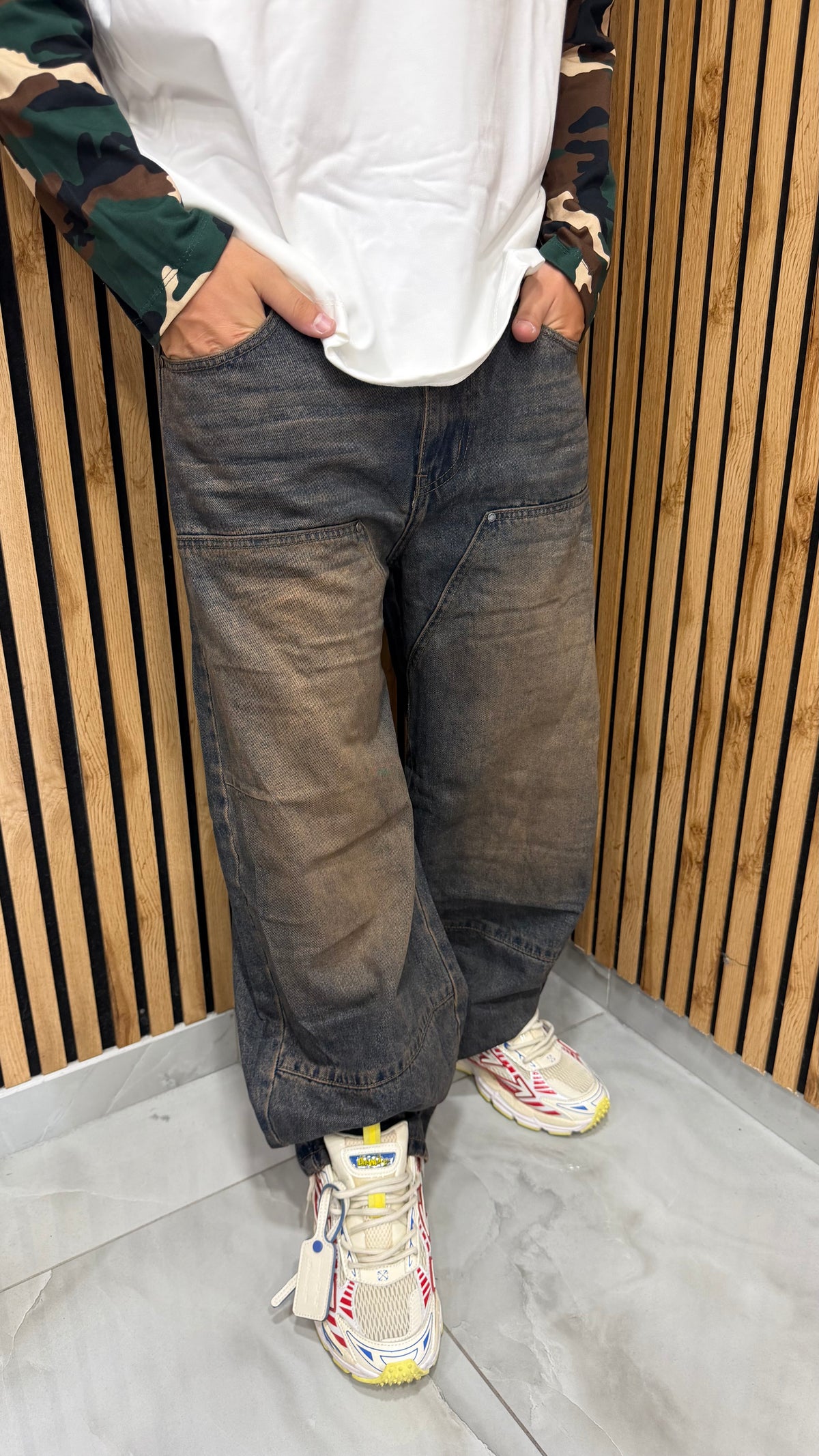 Jeans Uomo Baggy Washed Sand