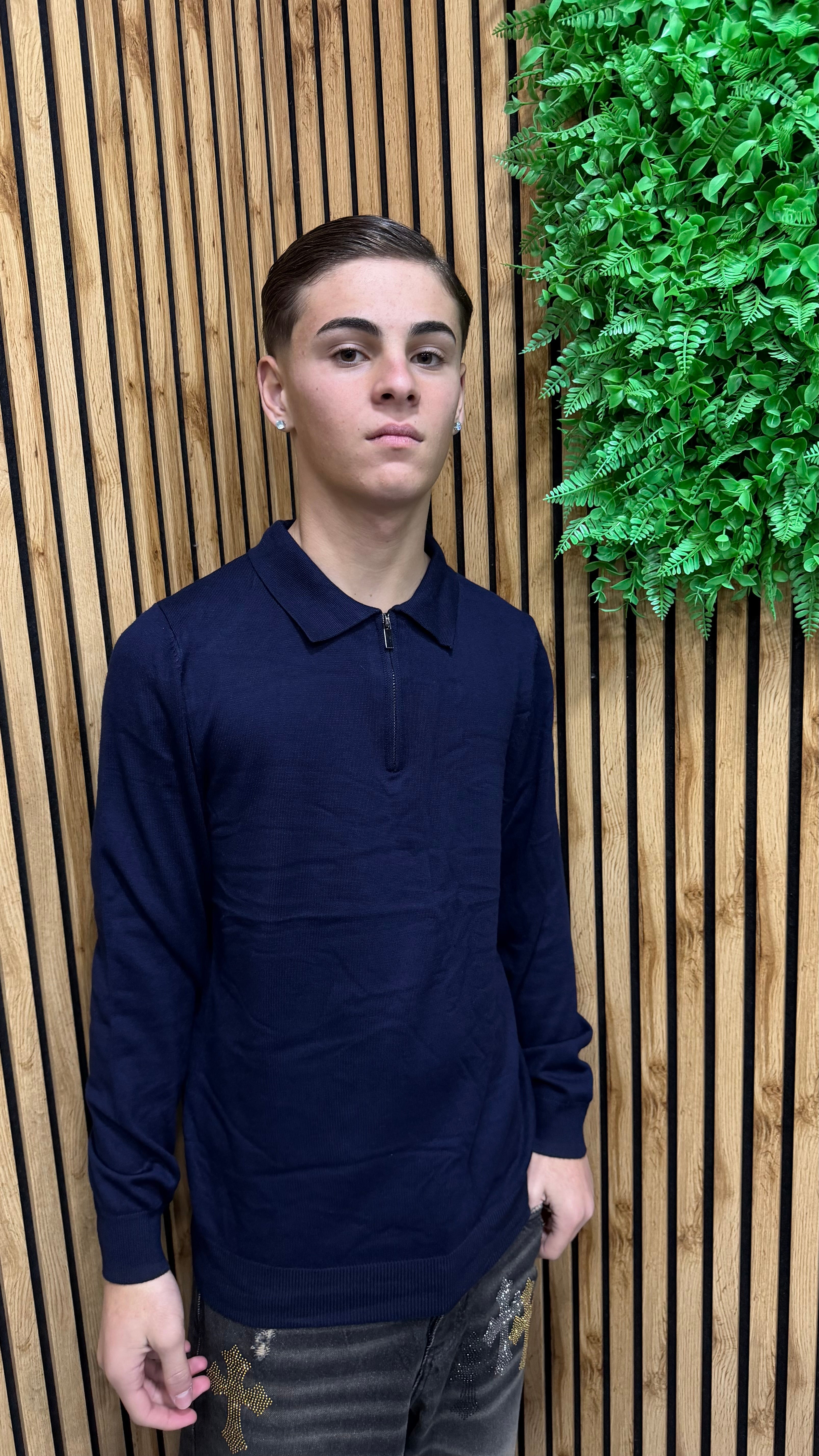 Polo Long Sleeve In Filo Zip