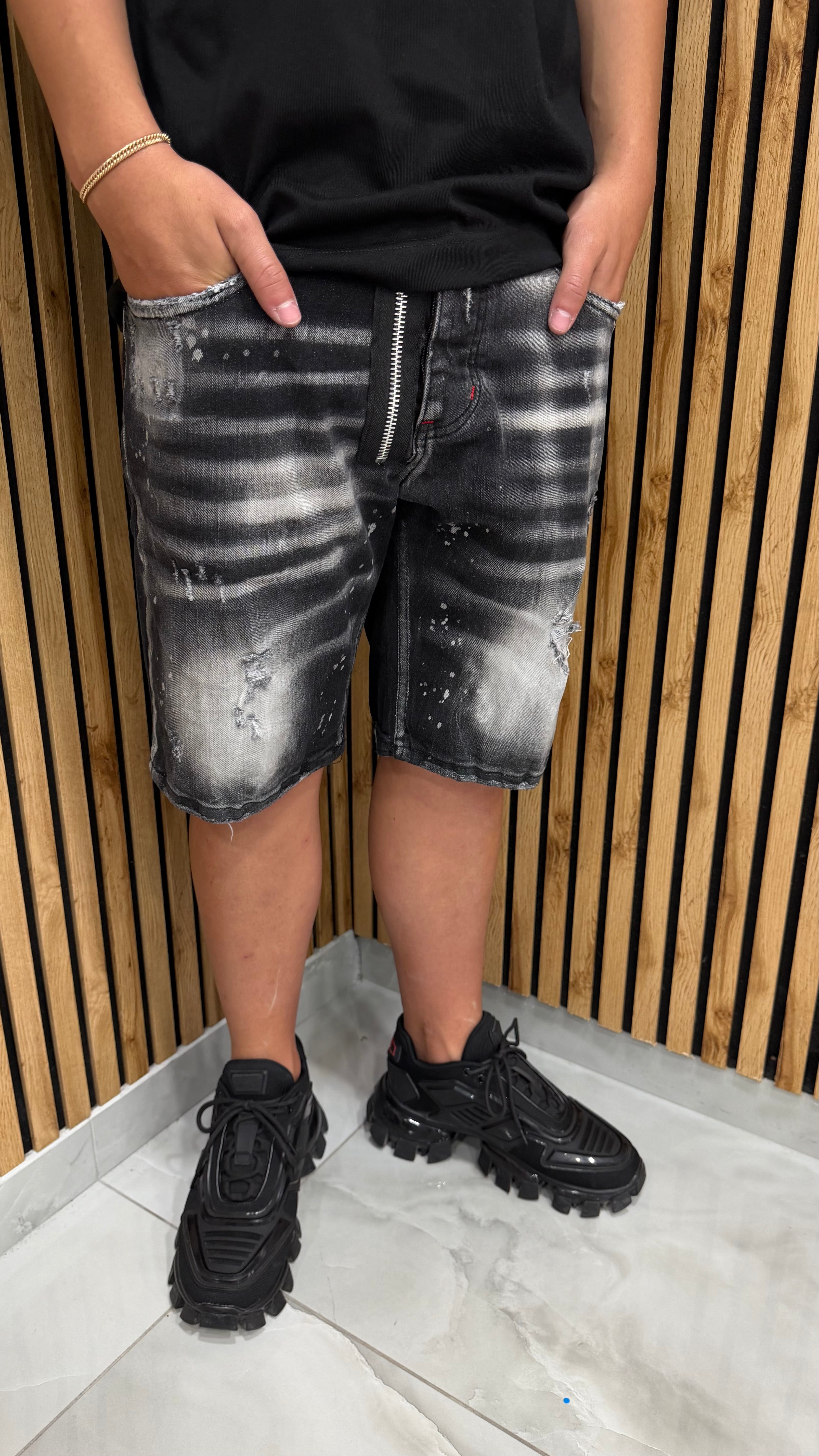 Jeans Shorts Zip DQ6/3 Sabbiato Cianotic