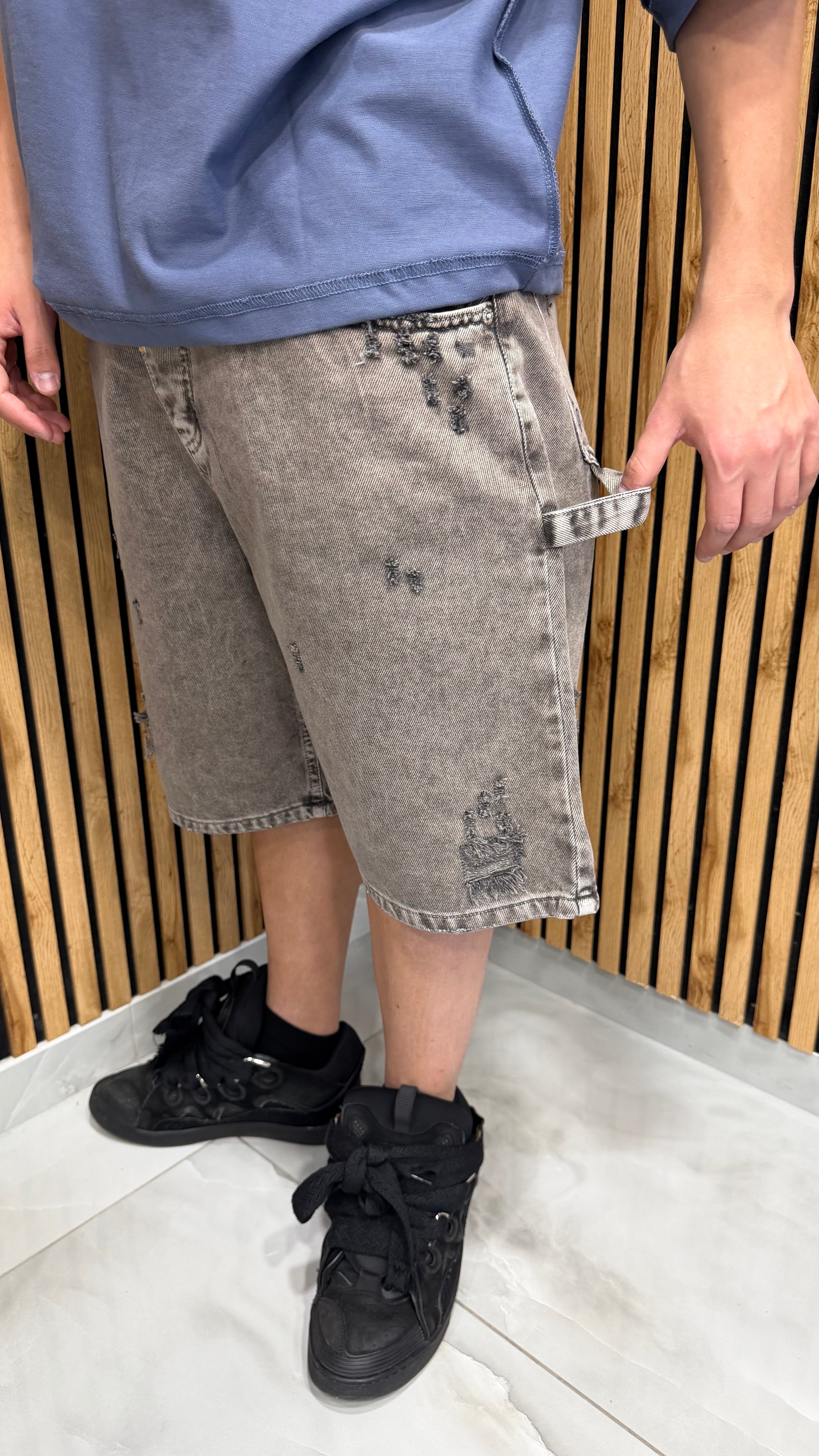Jeans Short Carpenter Vintage Grind Bull Nero Cianotic