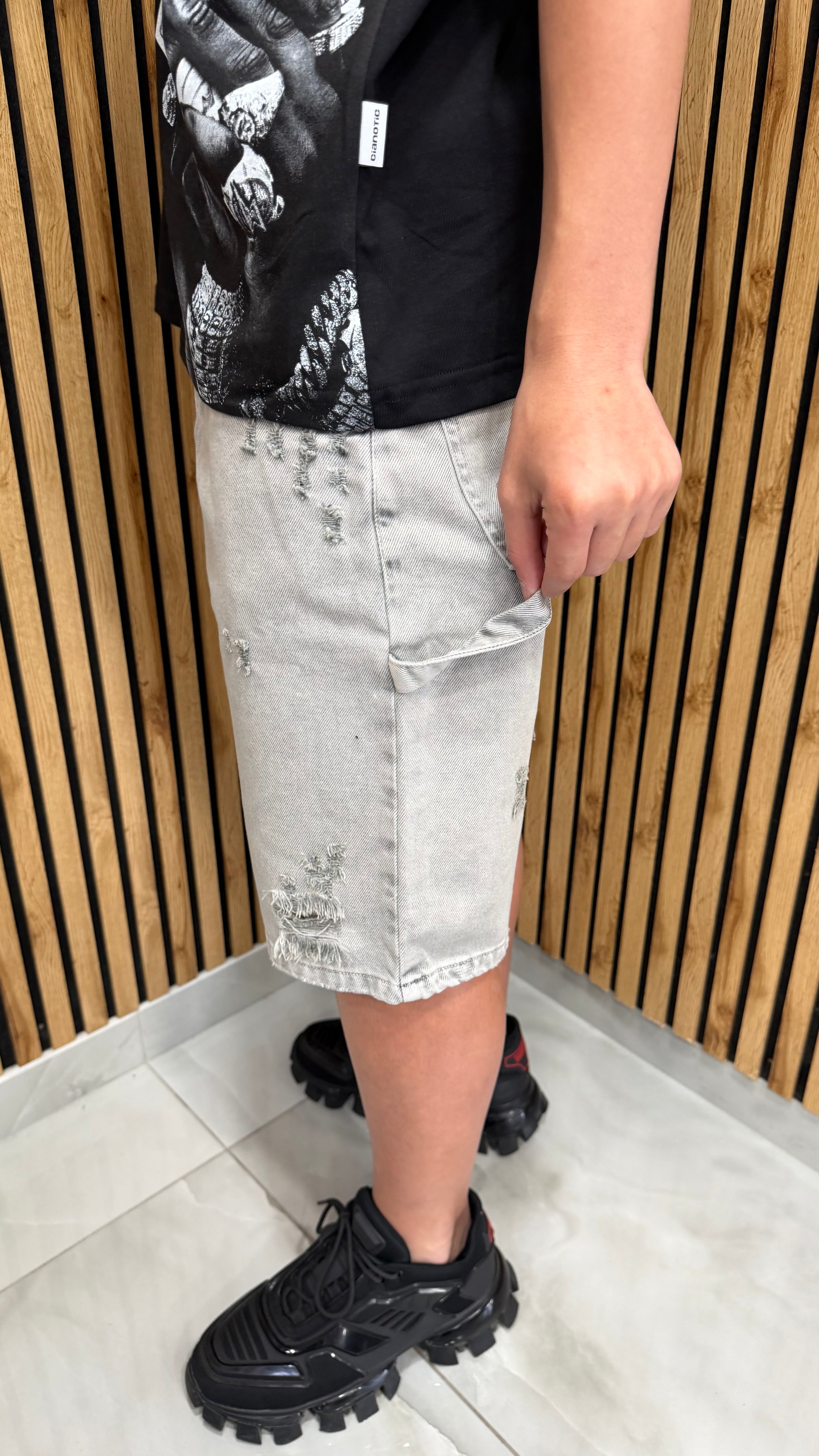 Jeans Short Carpenter Vintage Grind Bull Grigio Cianotic