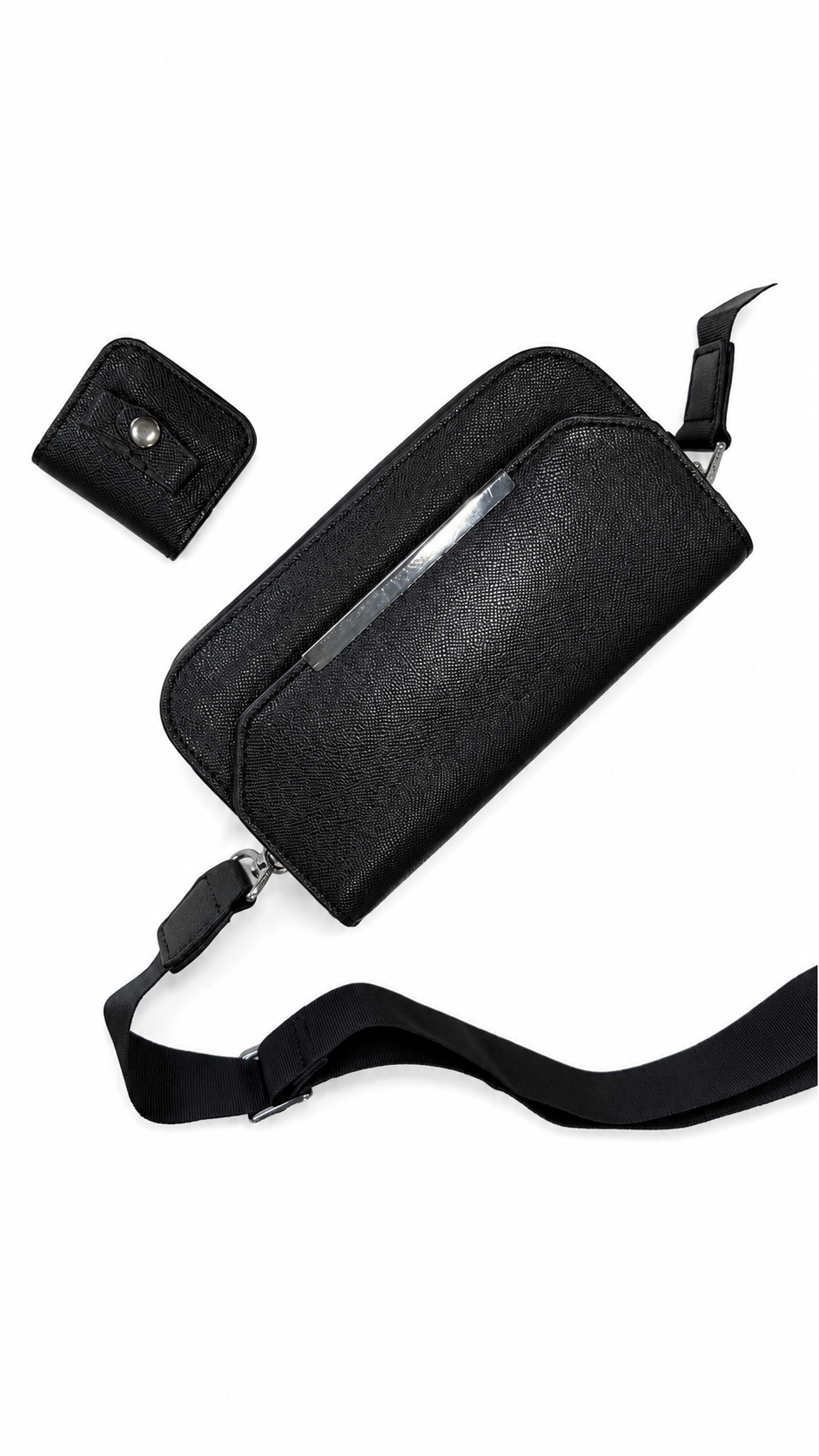 Borsello “Urban” Black In Ecopelle Con Tracolla Regolabile