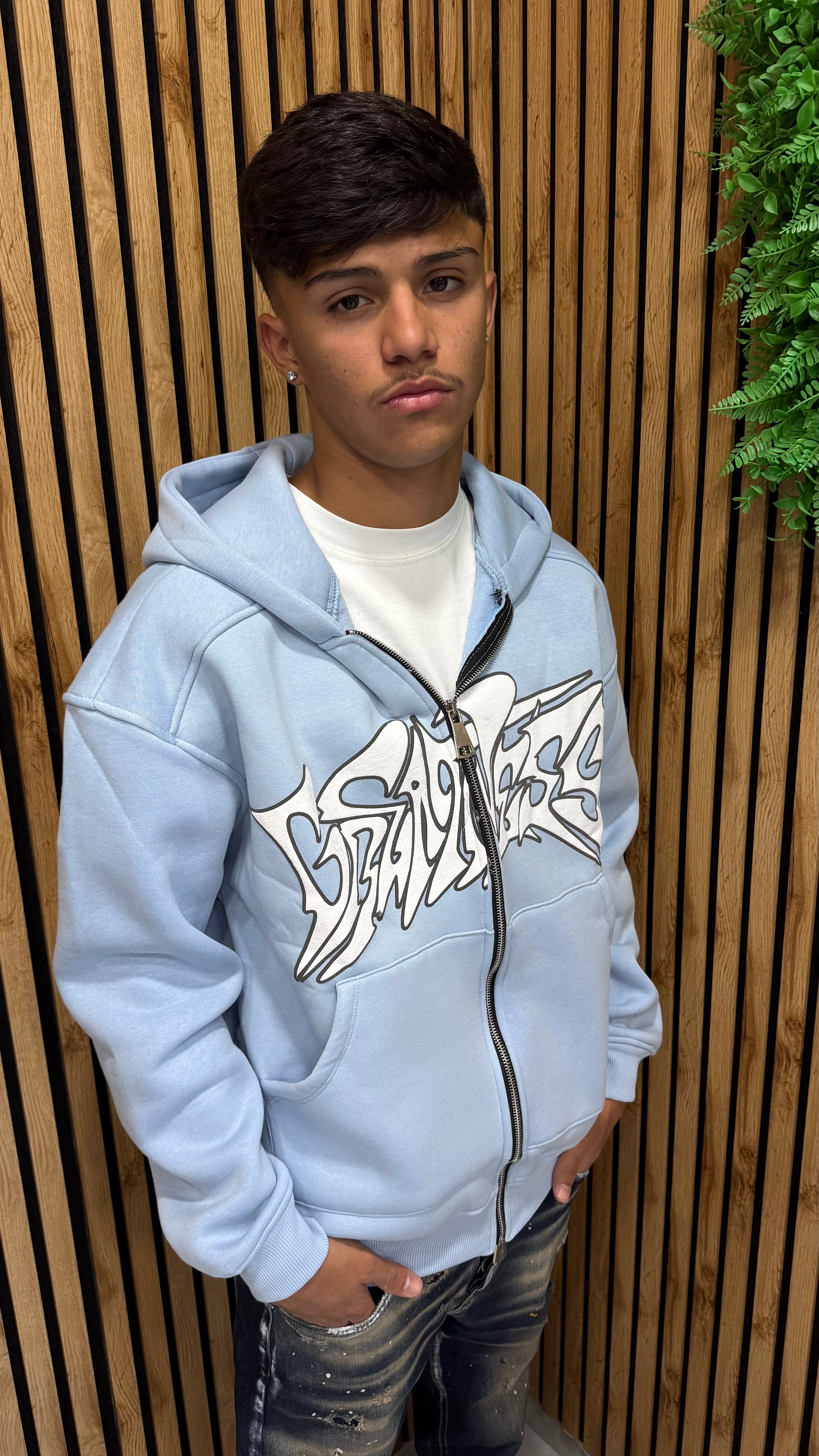 Felpa Con Zip "Graffiti" Tessuto Premium Stampa A Rilievo