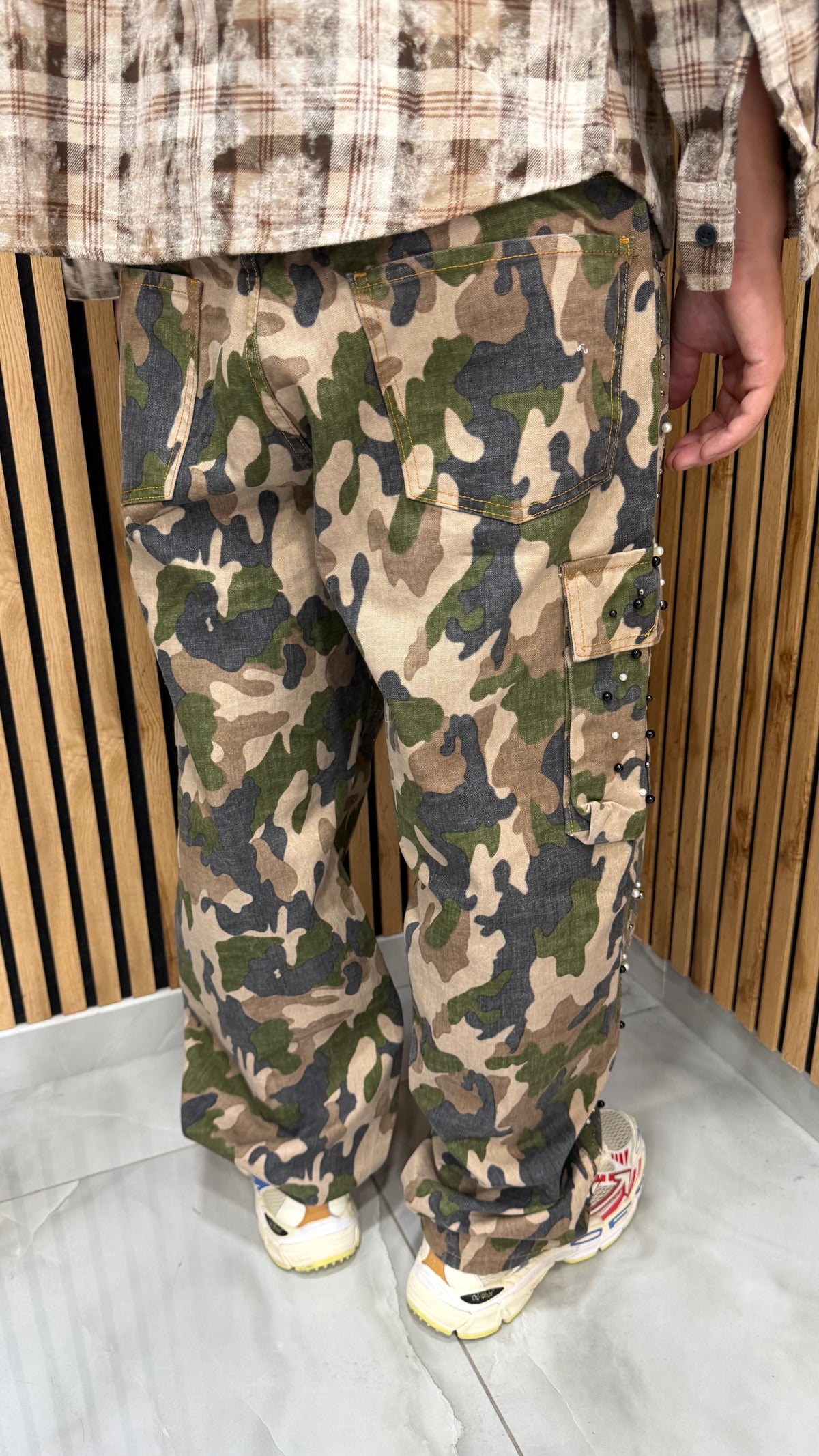 Jeans Uomo Cargo Army Strass Cianotic