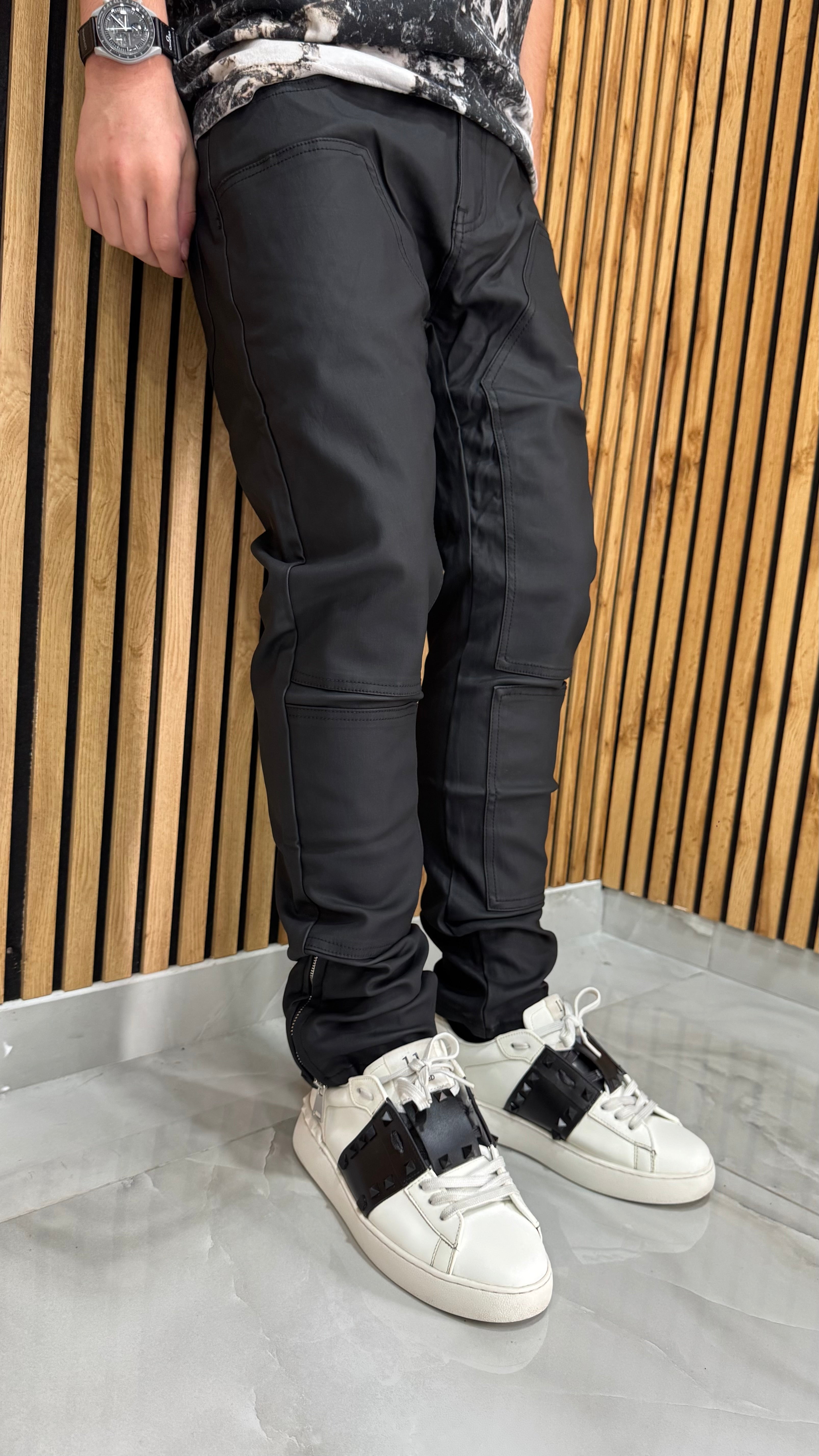 Jeans Byker Ecopelle Zip Sul Fondo