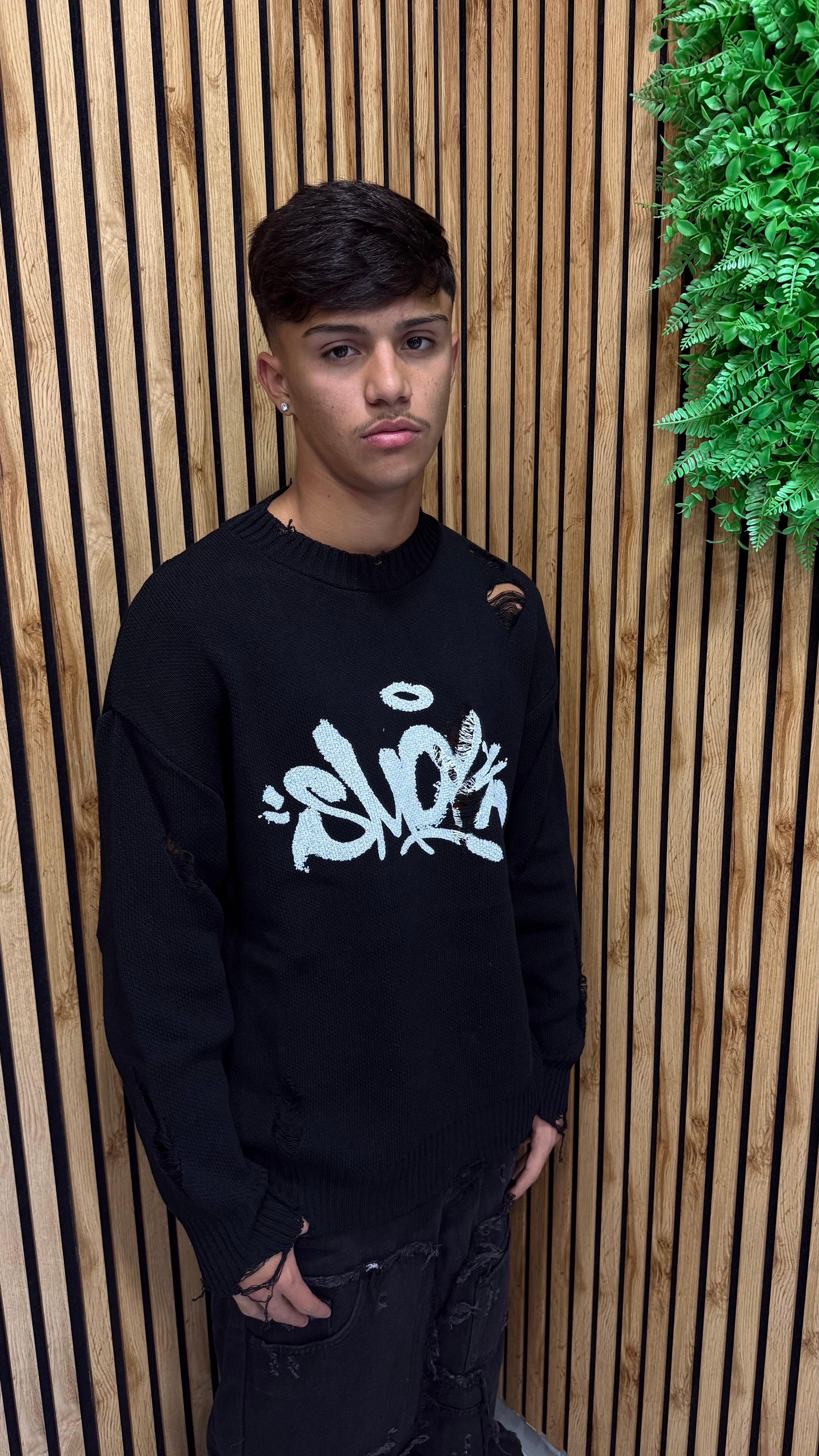 Maglione Destroyed "Slice" Tessuto Premium