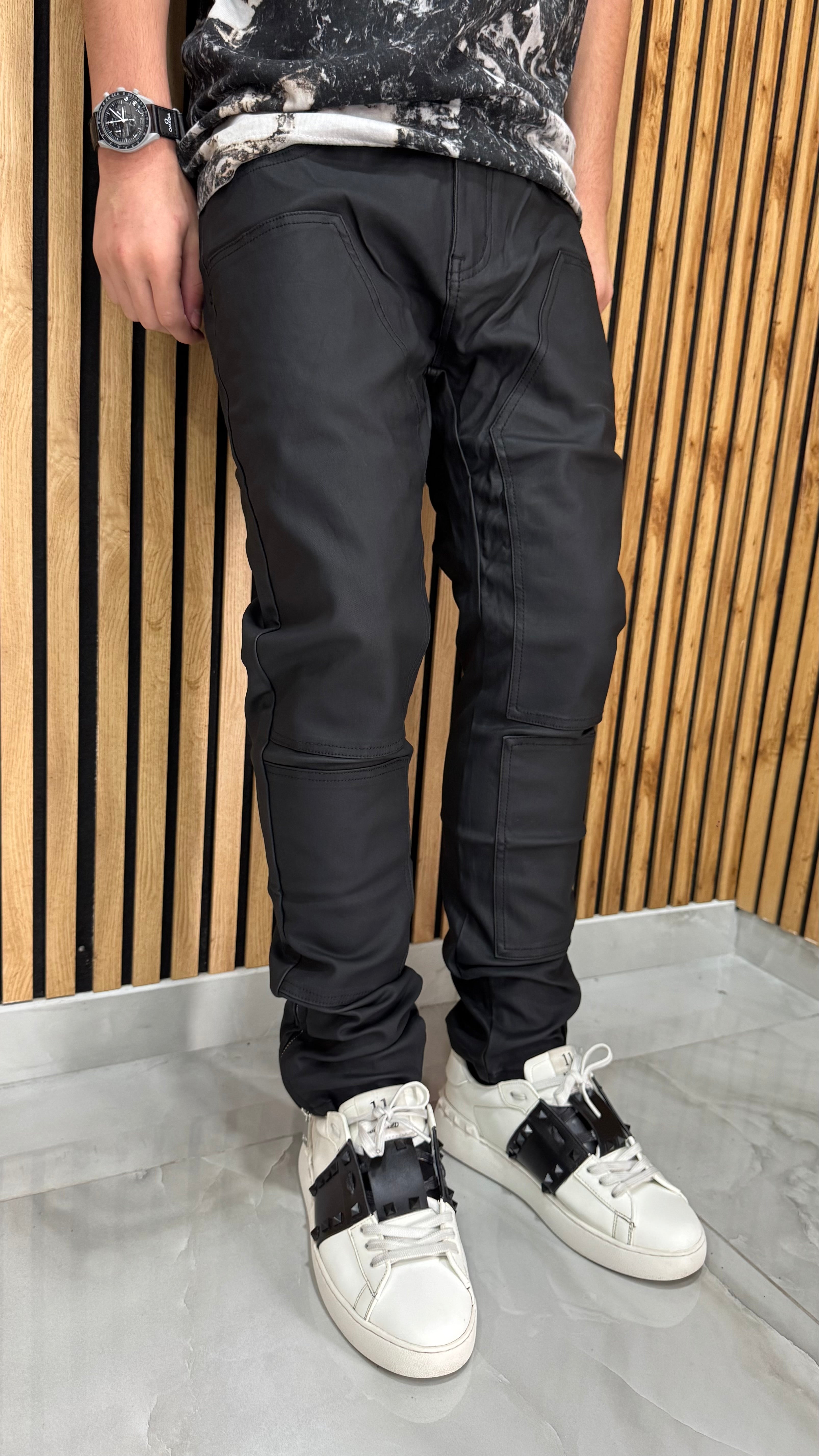 Jeans Byker Ecopelle Zip Sul Fondo