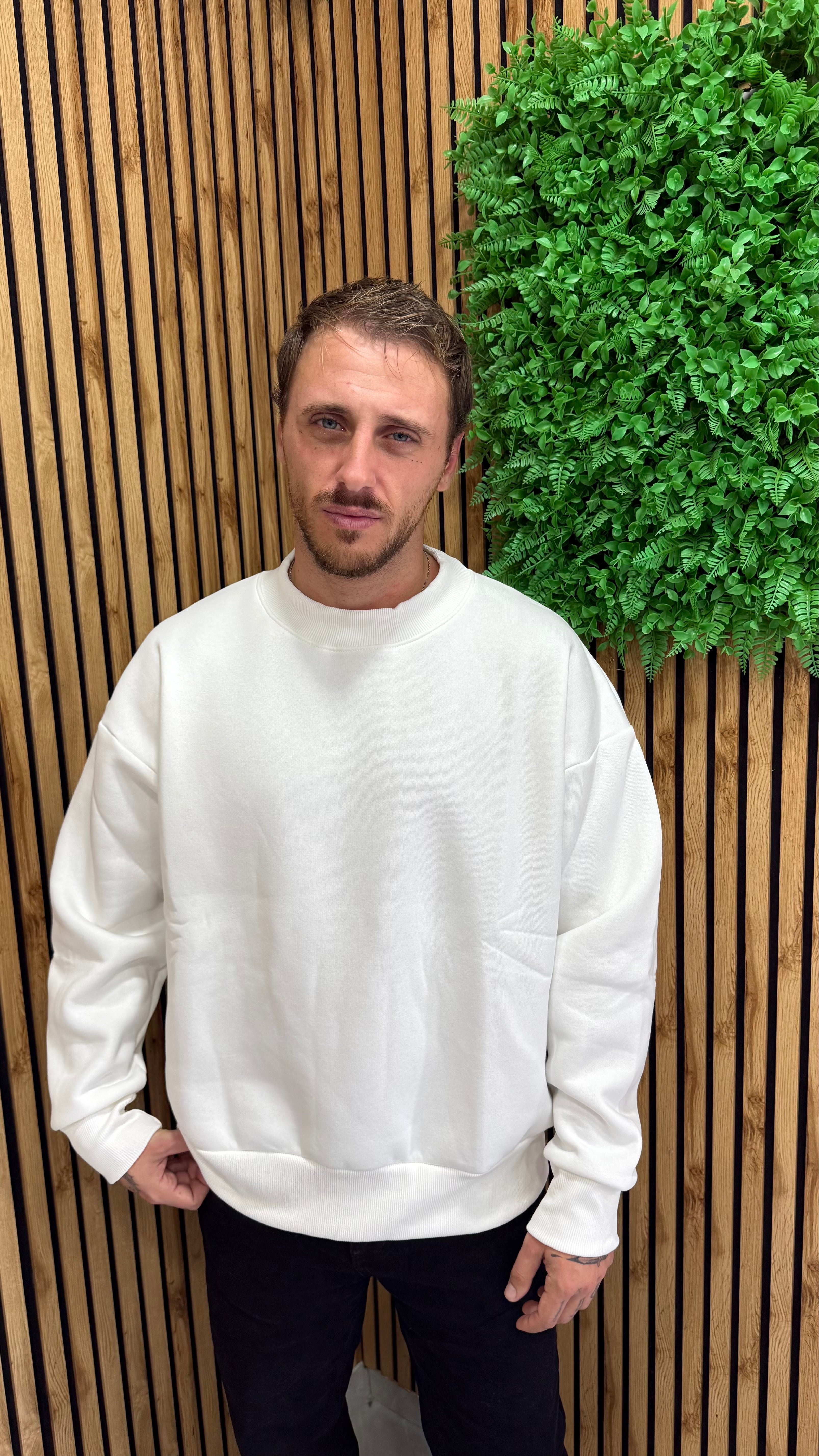 Felpa Girocollo Basic Boxy Cianotic