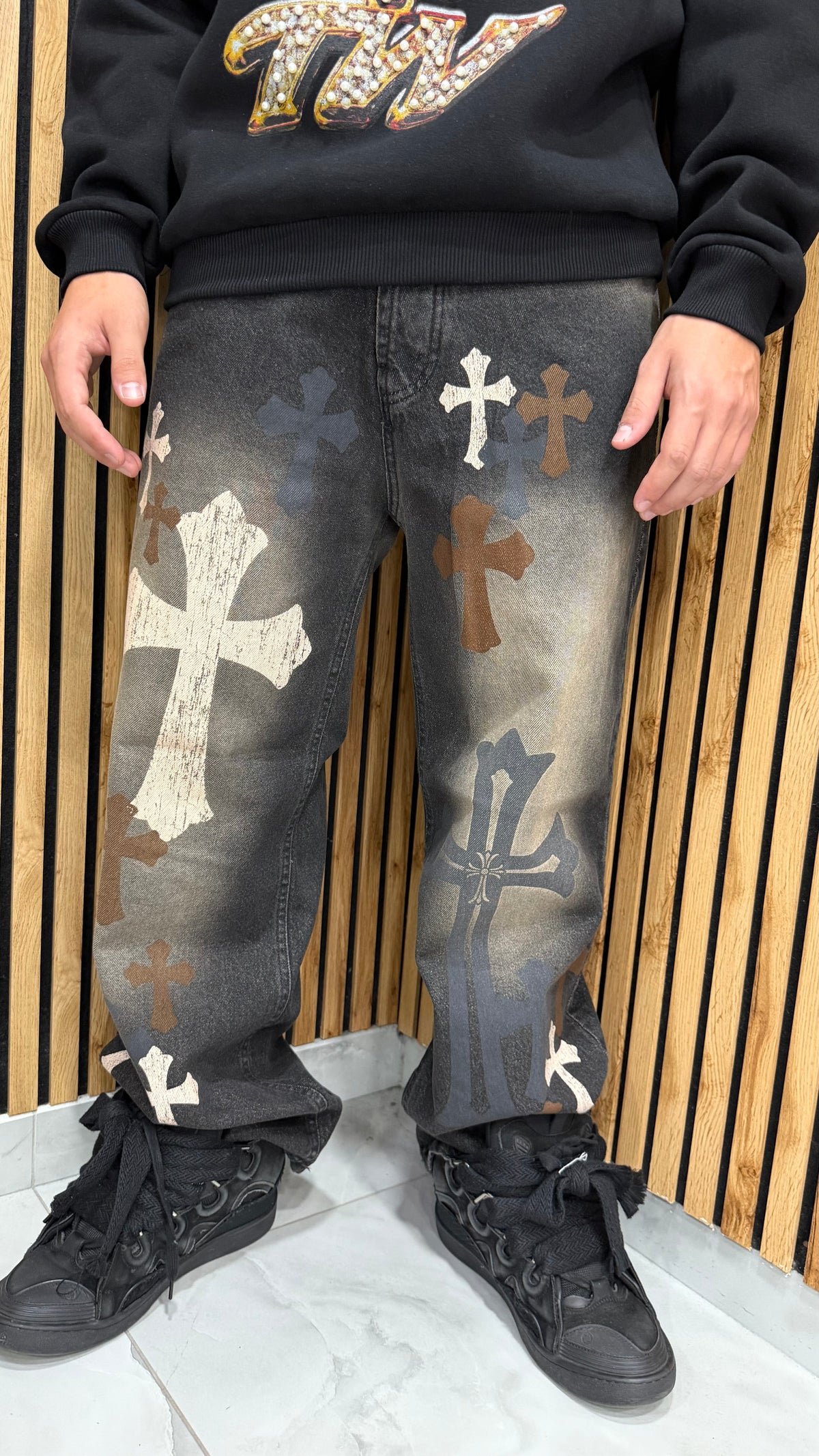 Jeans Uomo Chrome Cross Denim Black