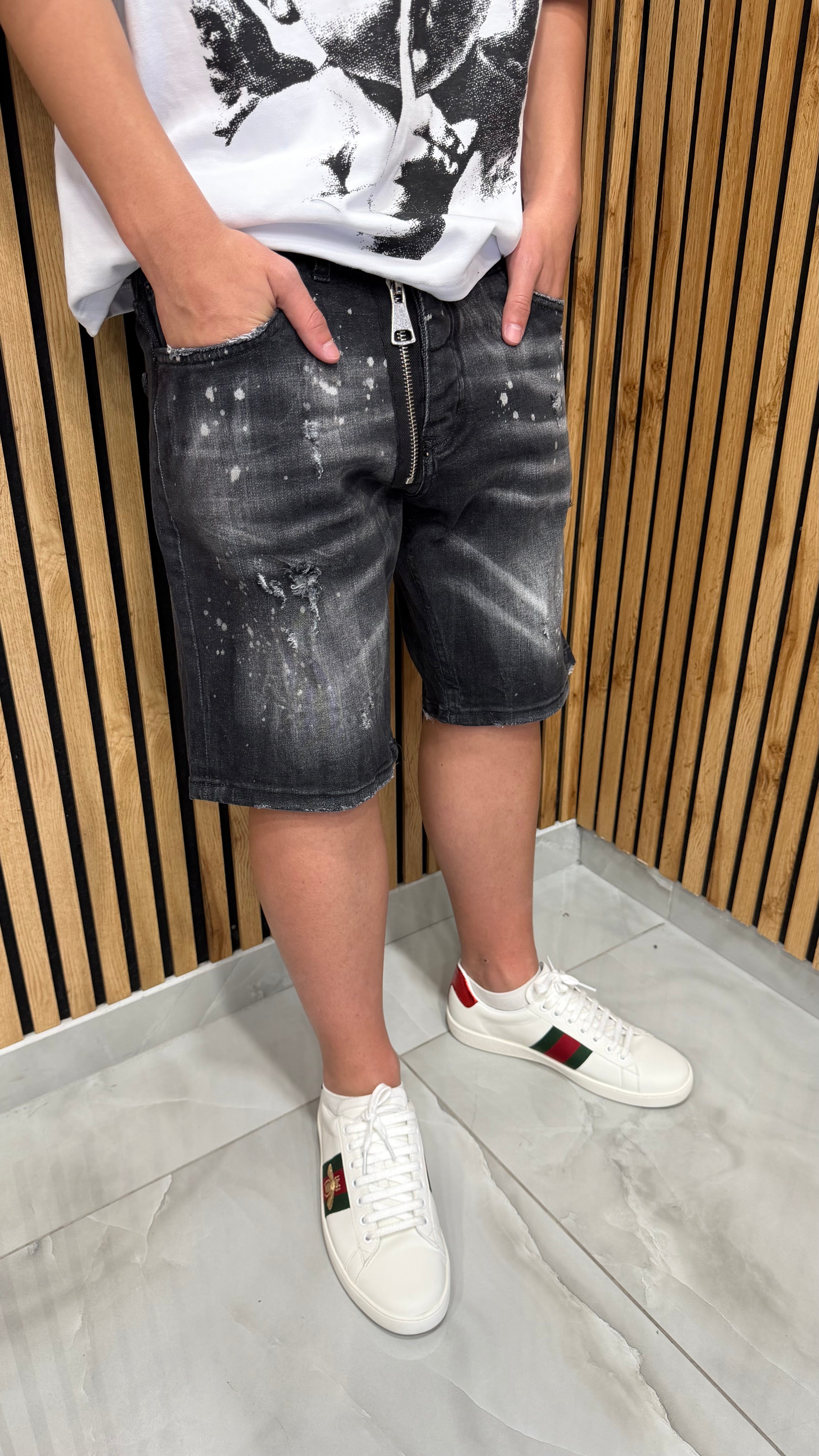 Jeans Short DQ6/2 Zip Black Cianotic