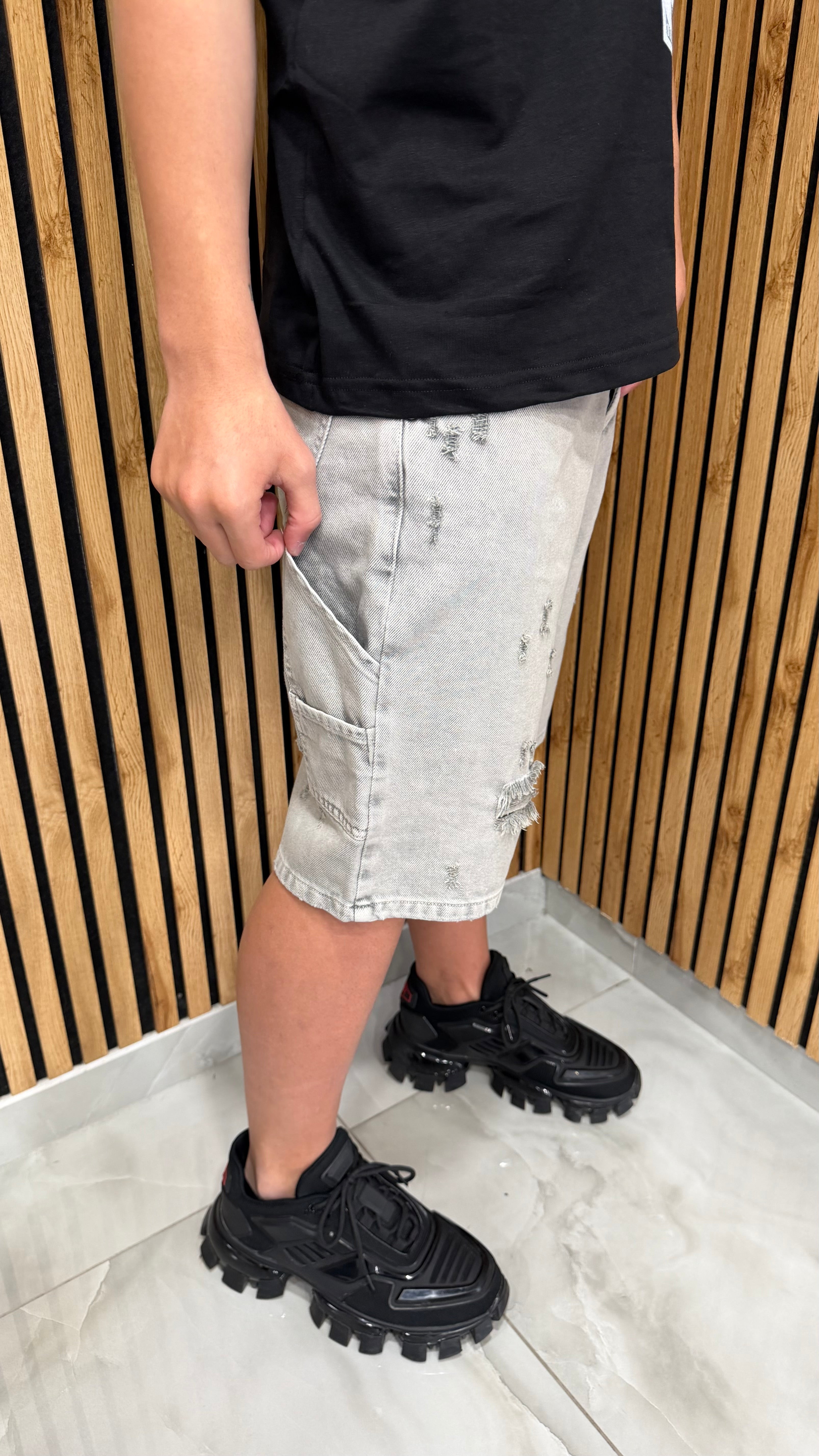 Jeans Short Carpenter Vintage Grind Bull Grigio Cianotic