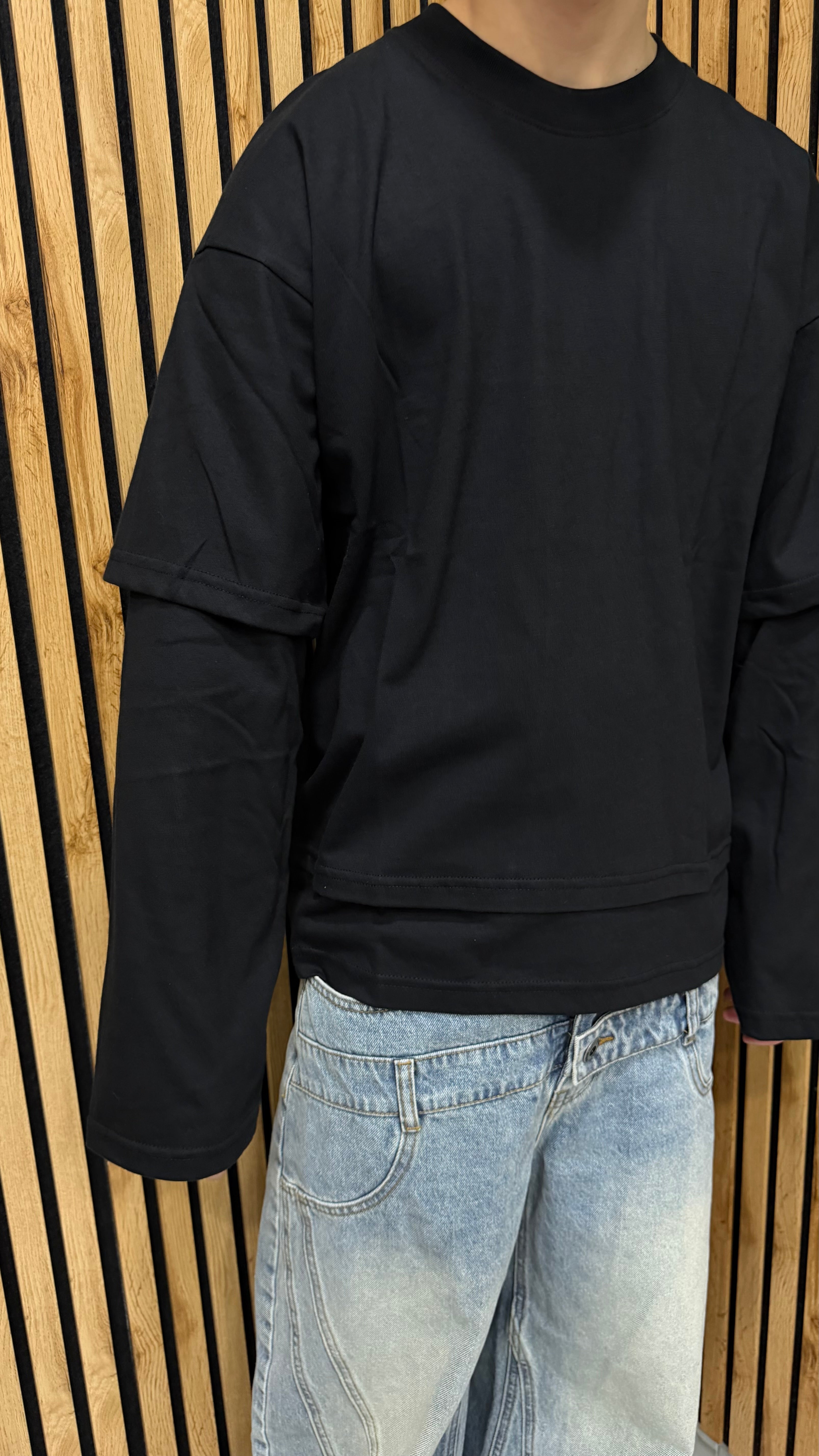 T-Shirt Longsleeve Double Black