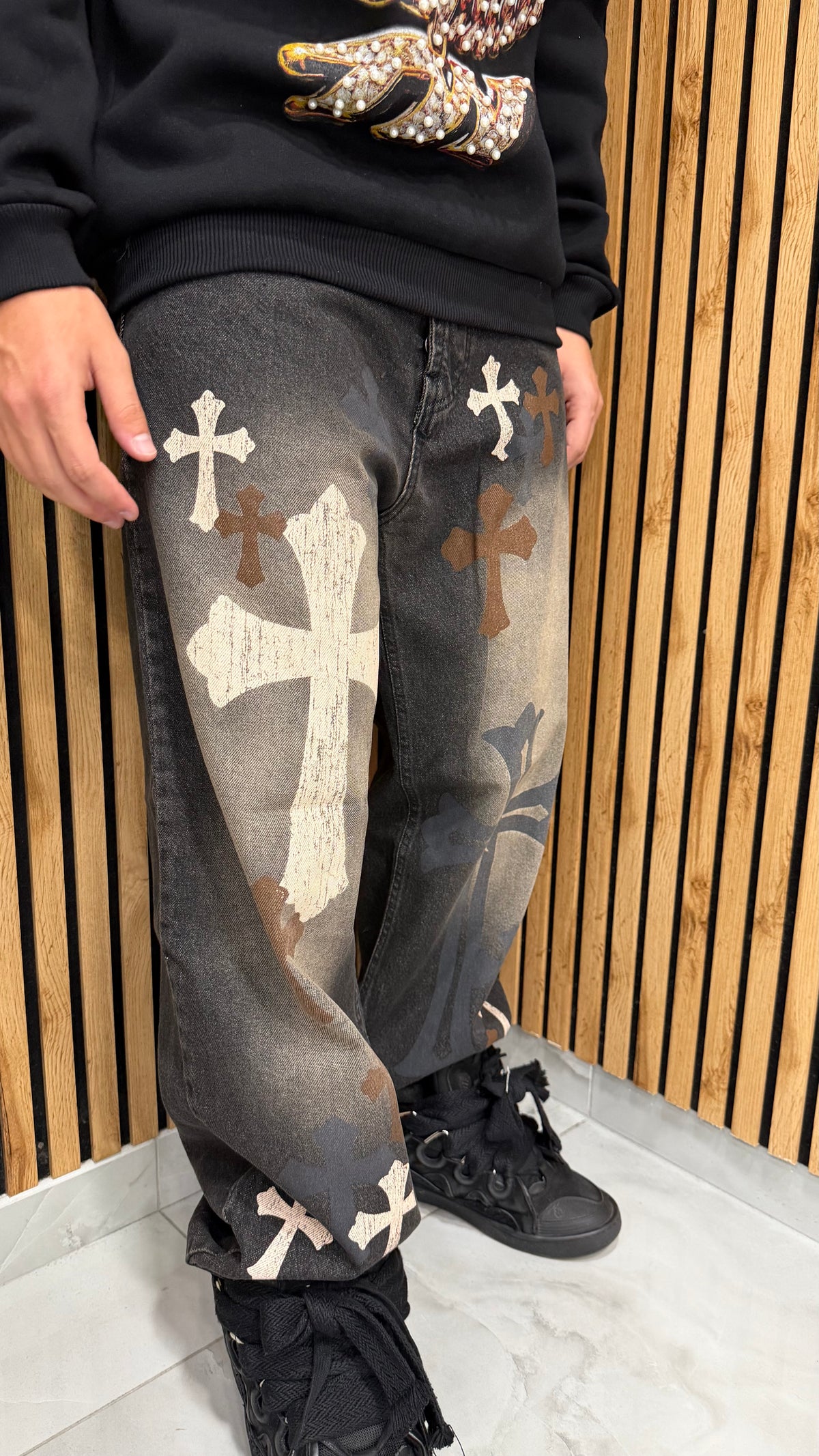 Jeans Uomo Chrome Cross Denim Black